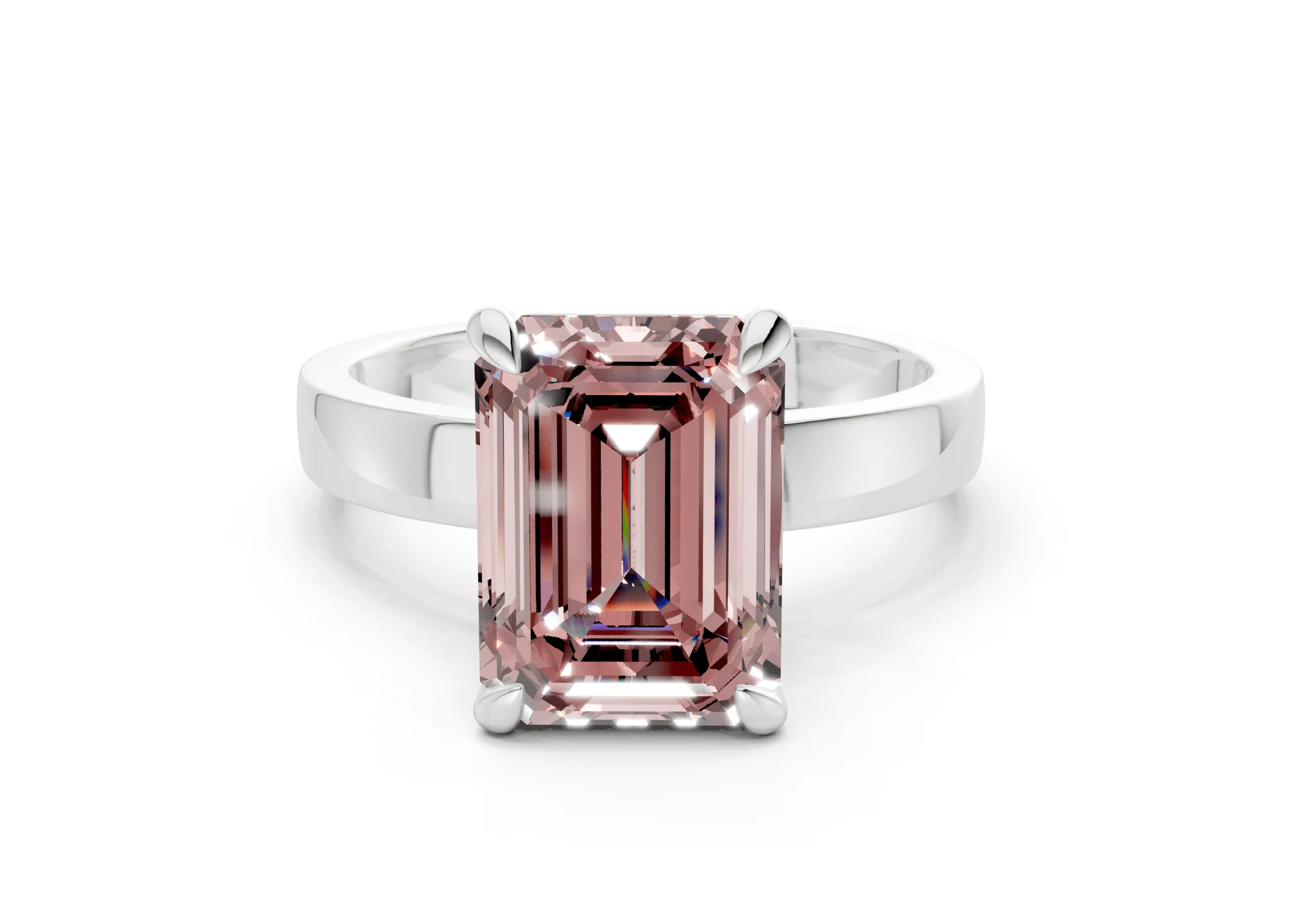 Aspen Pink Diamond Solitaire Emerald Cut 3mm Engagement Ring - Image 7