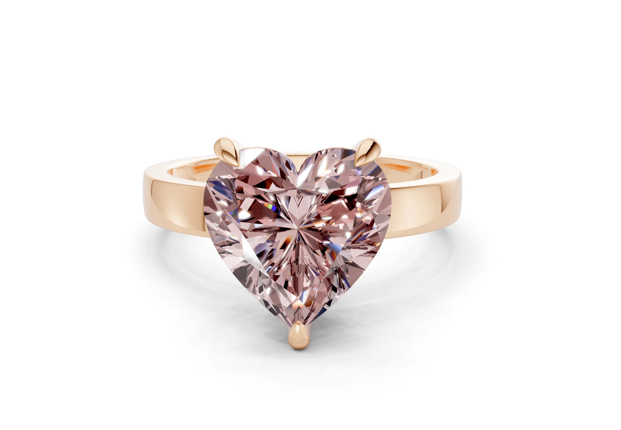 Aspen Pink Diamond Solitaire Heart Cut 3mm Engagement Ring - Image 4