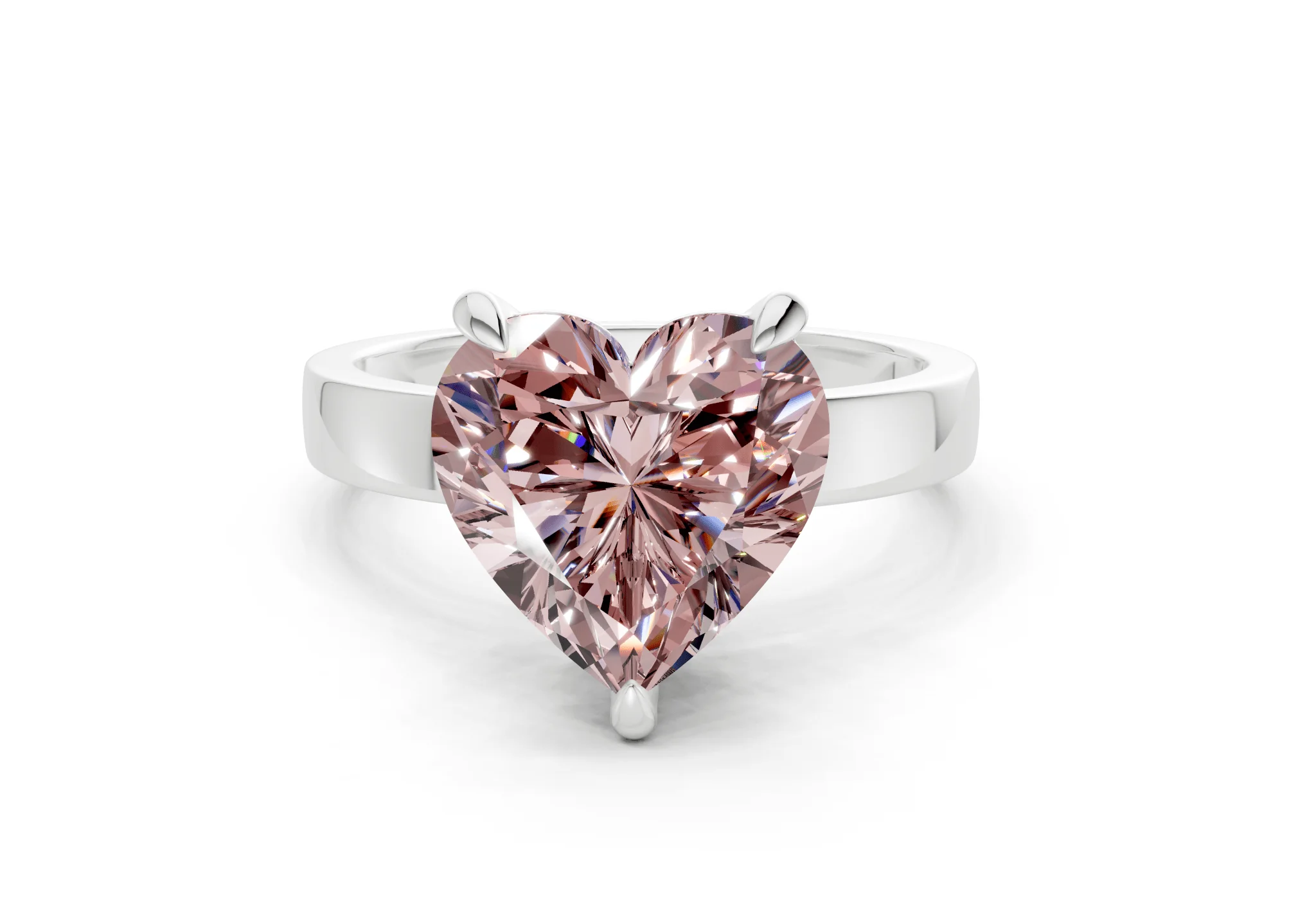 Aspen Pink Diamond Solitaire Heart Cut 3mm Engagement Ring - Image 7