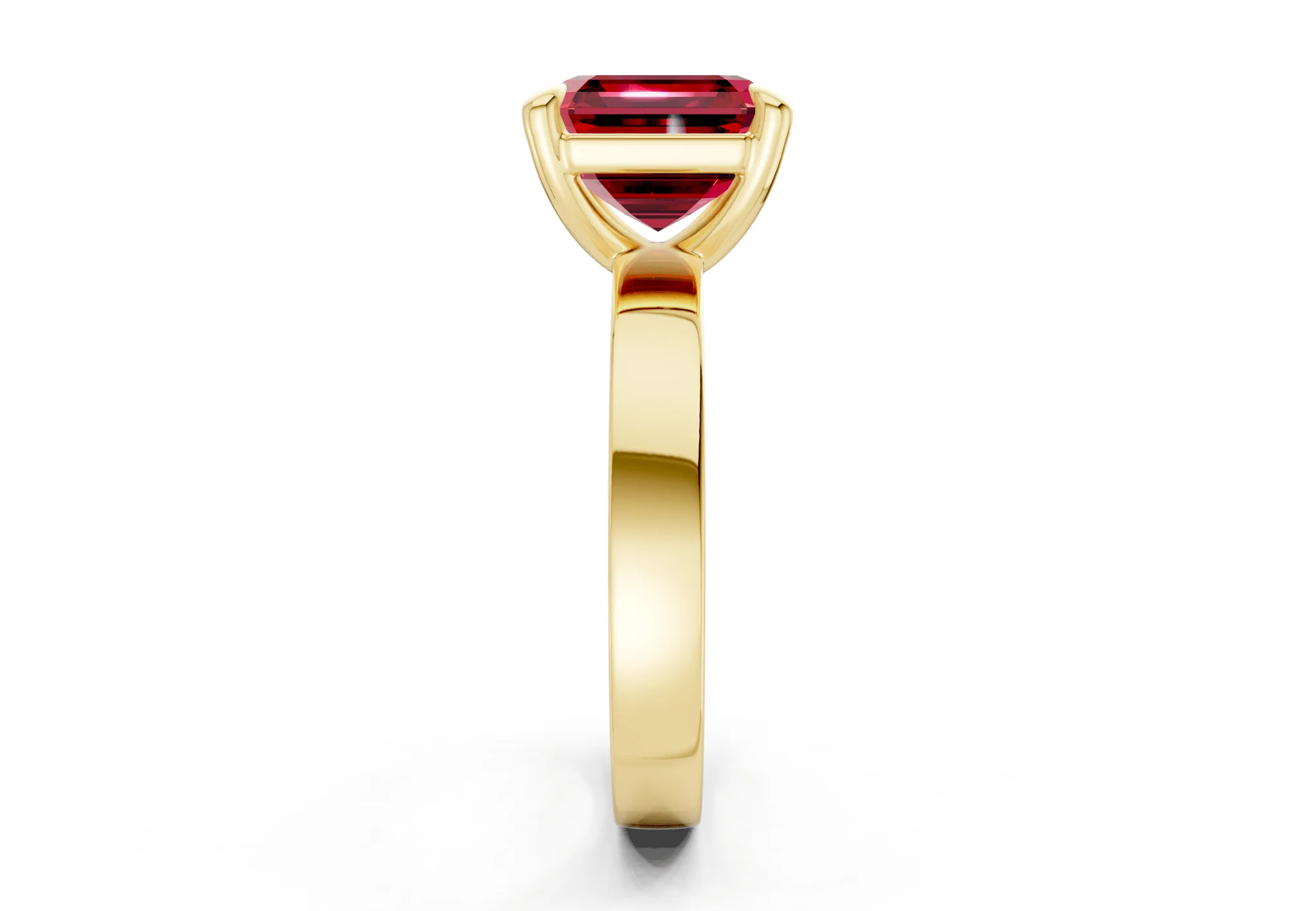 Aspen Ruby Gemstone Solitaire Asscher Cut 3mm Engagement Ring - Image 3