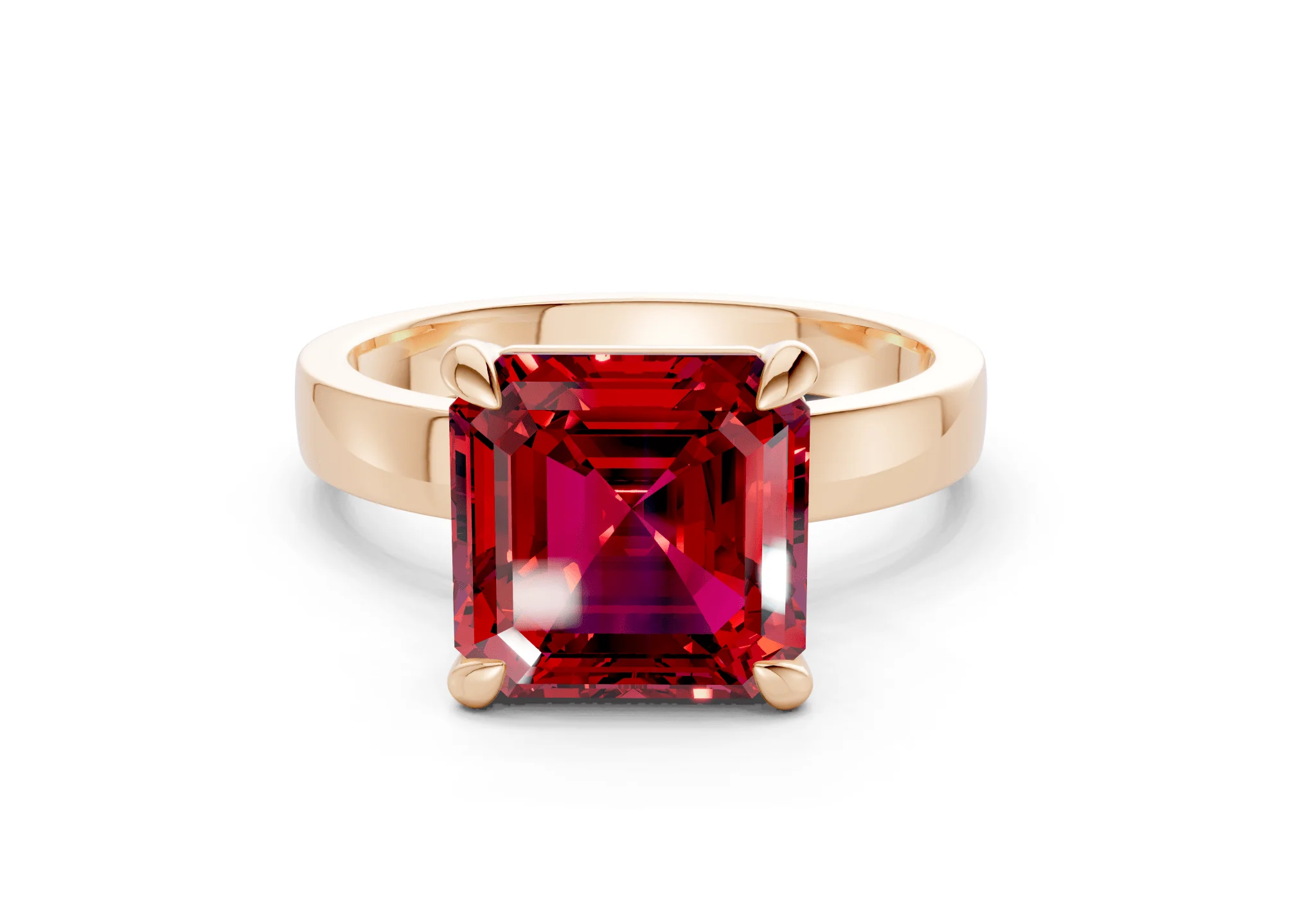 Aspen Ruby Gemstone Solitaire Asscher Cut 3mm Engagement Ring - Image 4