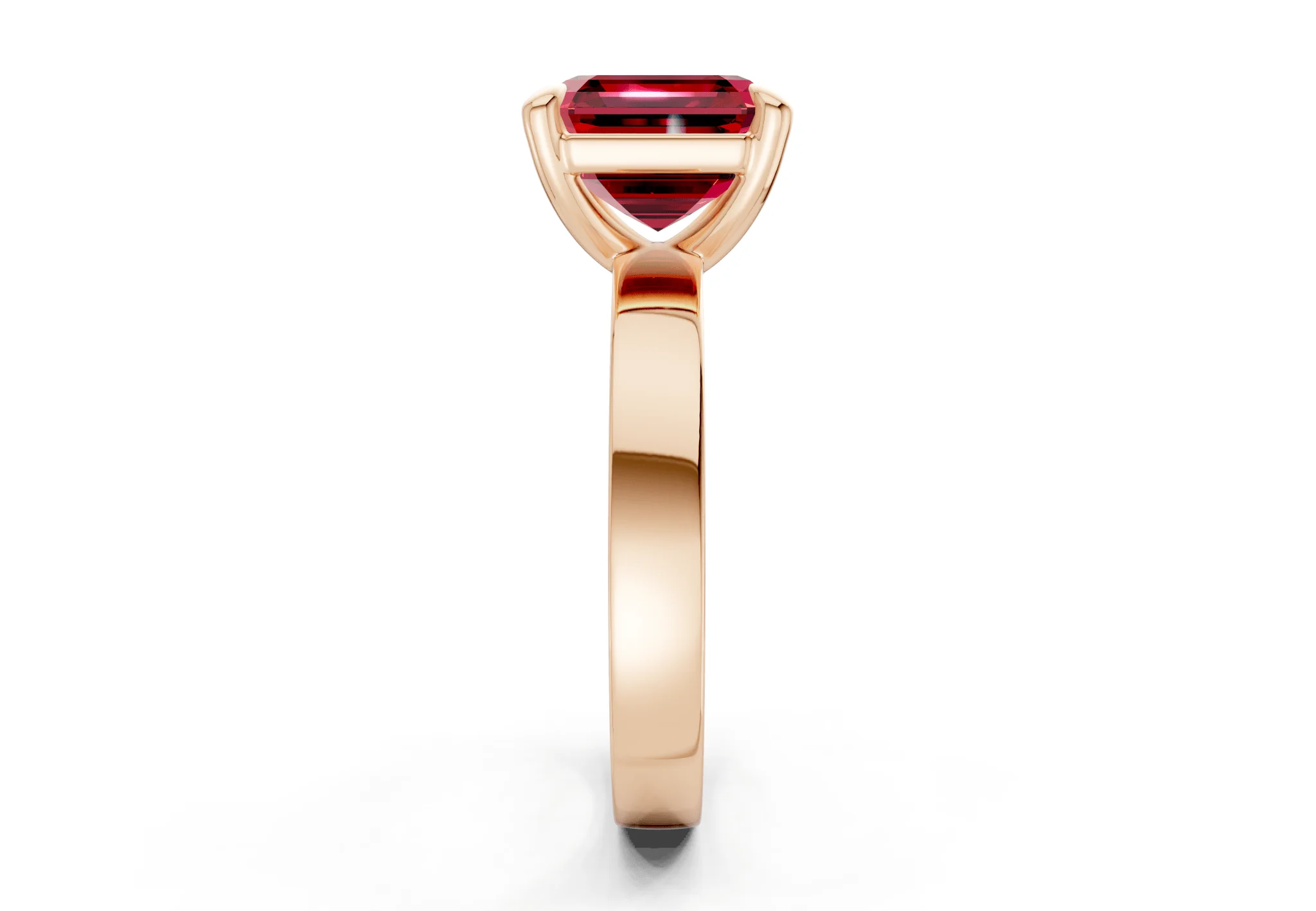 Aspen Ruby Gemstone Solitaire Asscher Cut 3mm Engagement Ring - Image 6