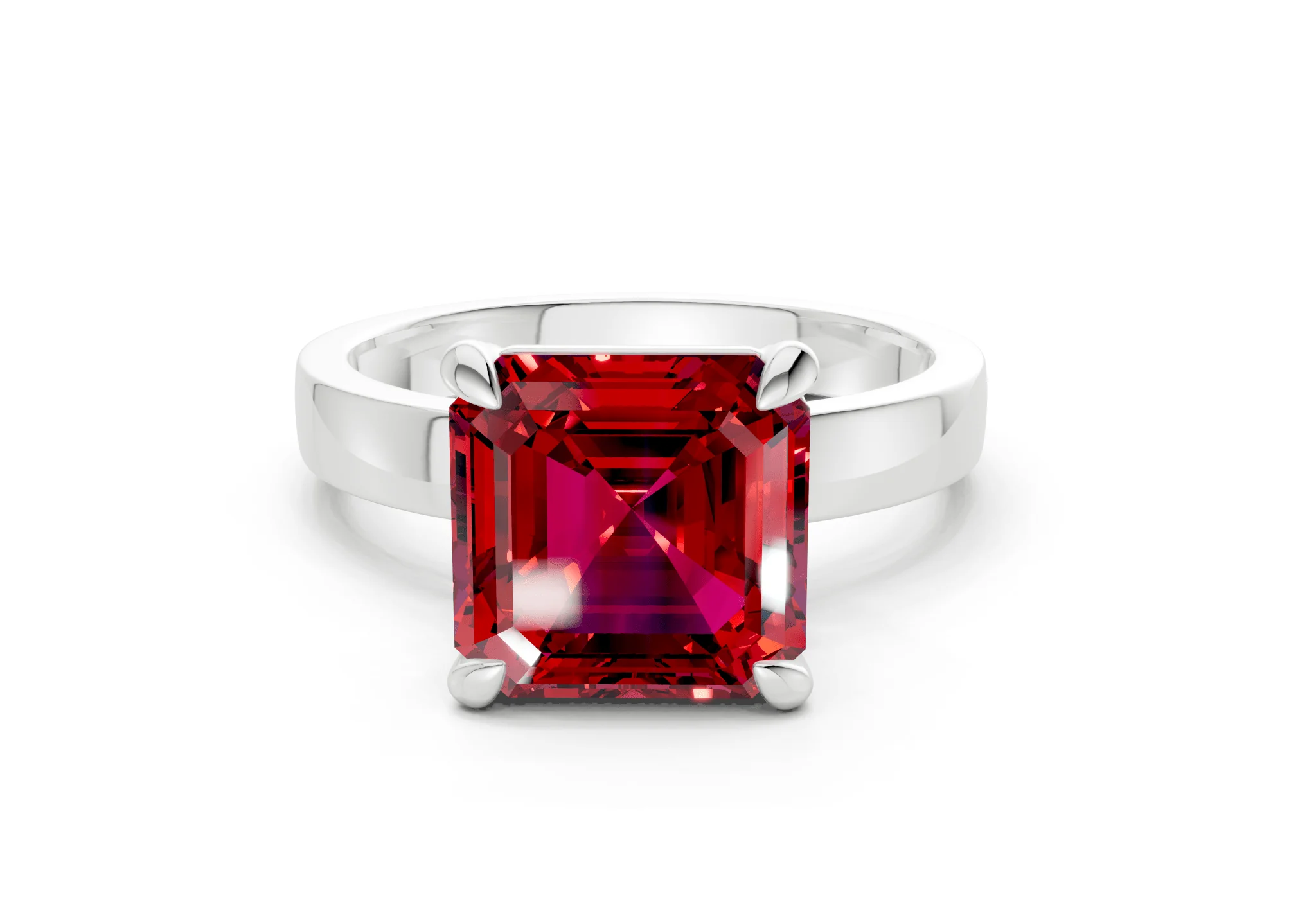 Aspen Ruby Gemstone Solitaire Asscher Cut 3mm Engagement Ring - Image 7