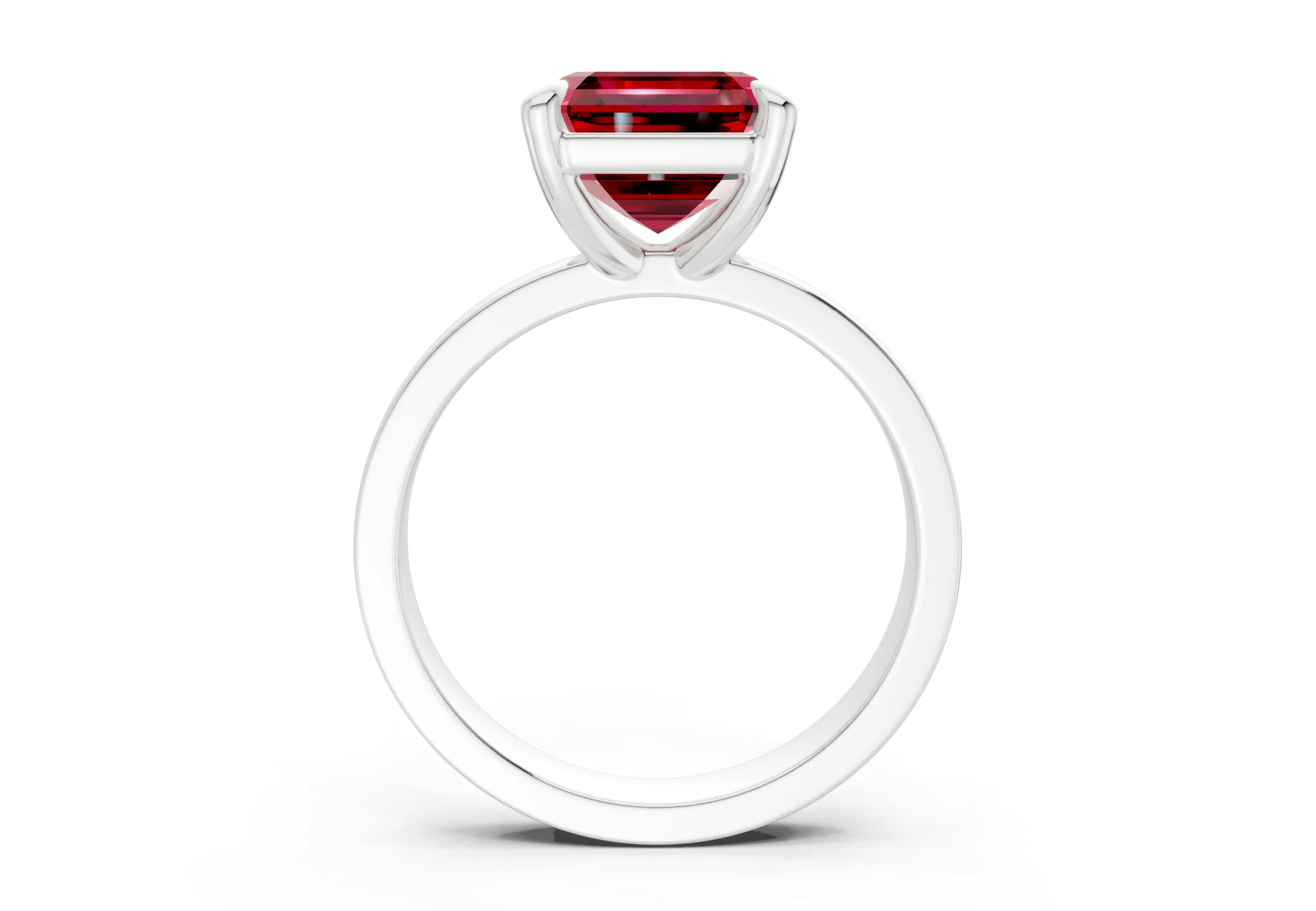 Aspen Ruby Gemstone Solitaire Asscher Cut 3mm Engagement Ring - Image 8