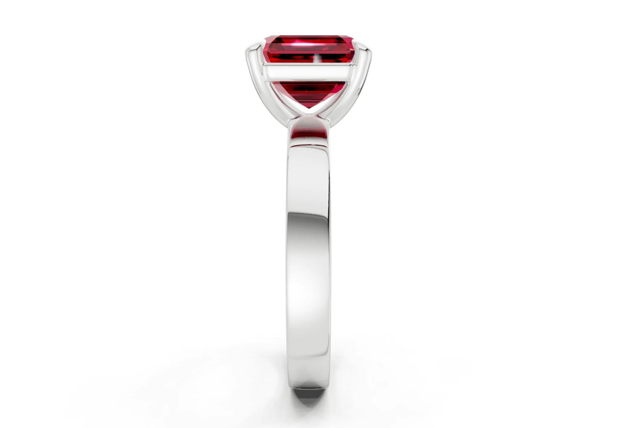Aspen Ruby Gemstone Solitaire Asscher Cut 3mm Engagement Ring - Image 9