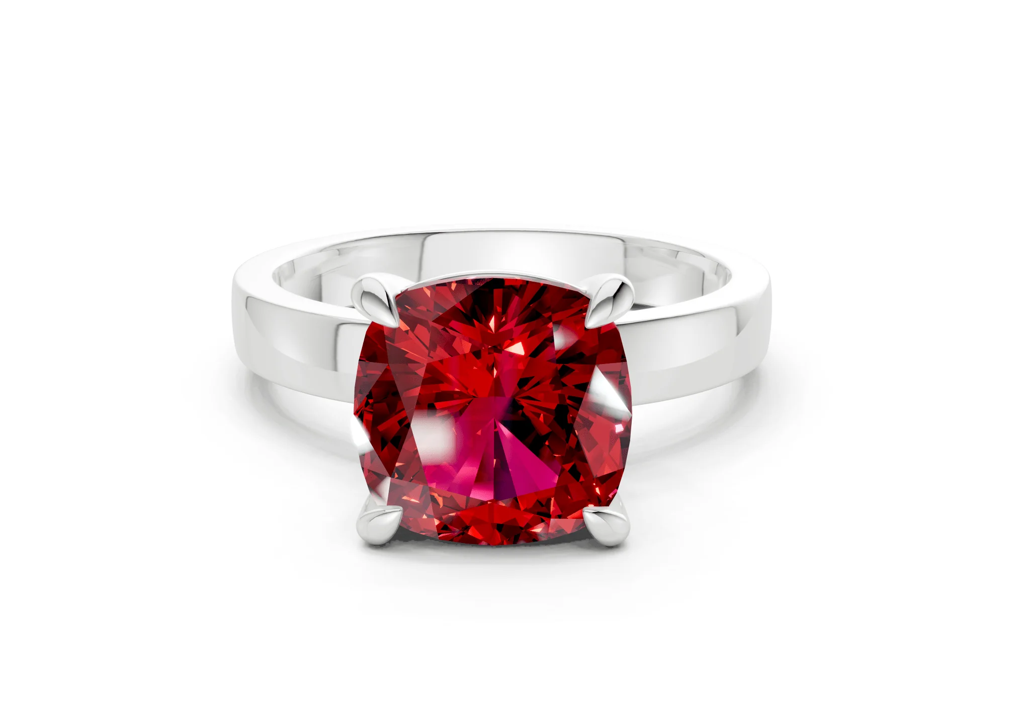 Aspen Ruby Gemstone Solitaire Cushion Squareuare Cut 3mm Engagement Ring - Image 7