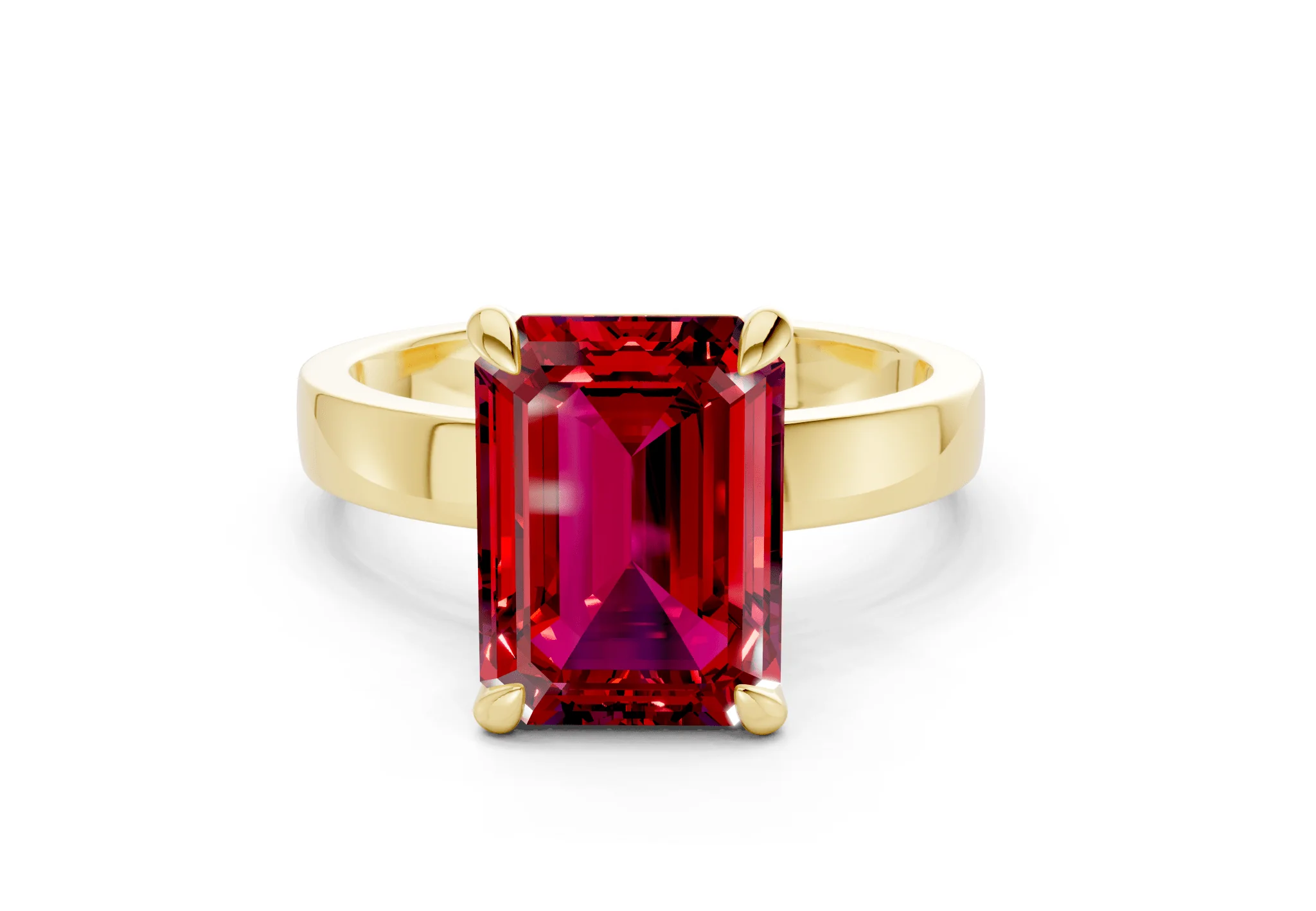Aspen Ruby Gemstone Solitaire Emerald Cut 3mm Engagement Ring