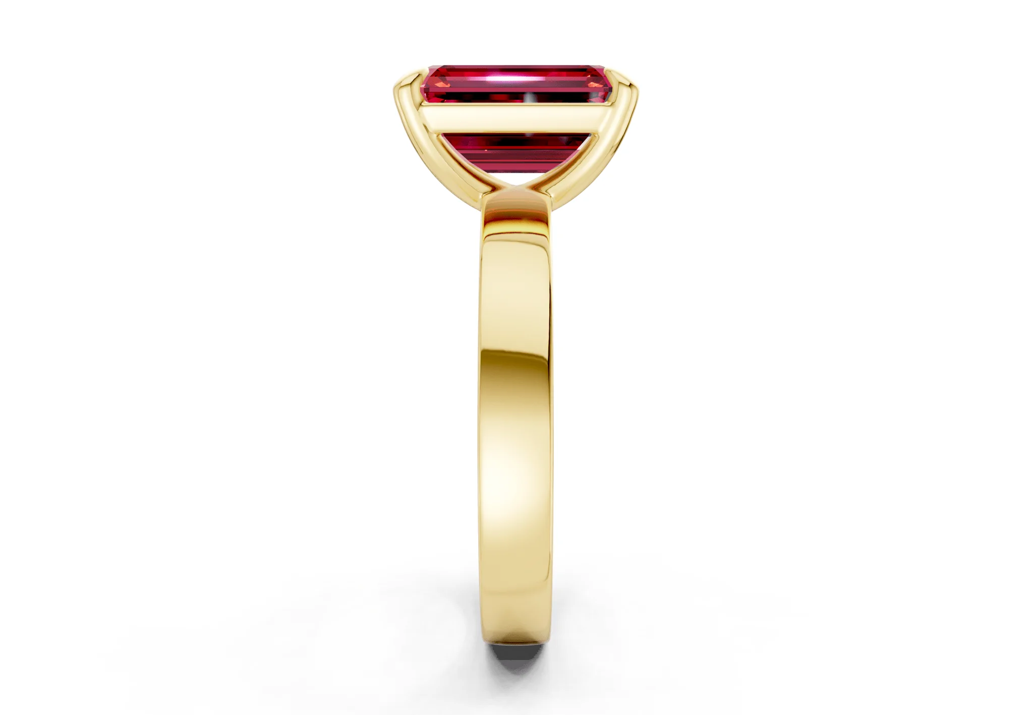 Aspen Ruby Gemstone Solitaire Emerald Cut 3mm Engagement Ring - Image 3