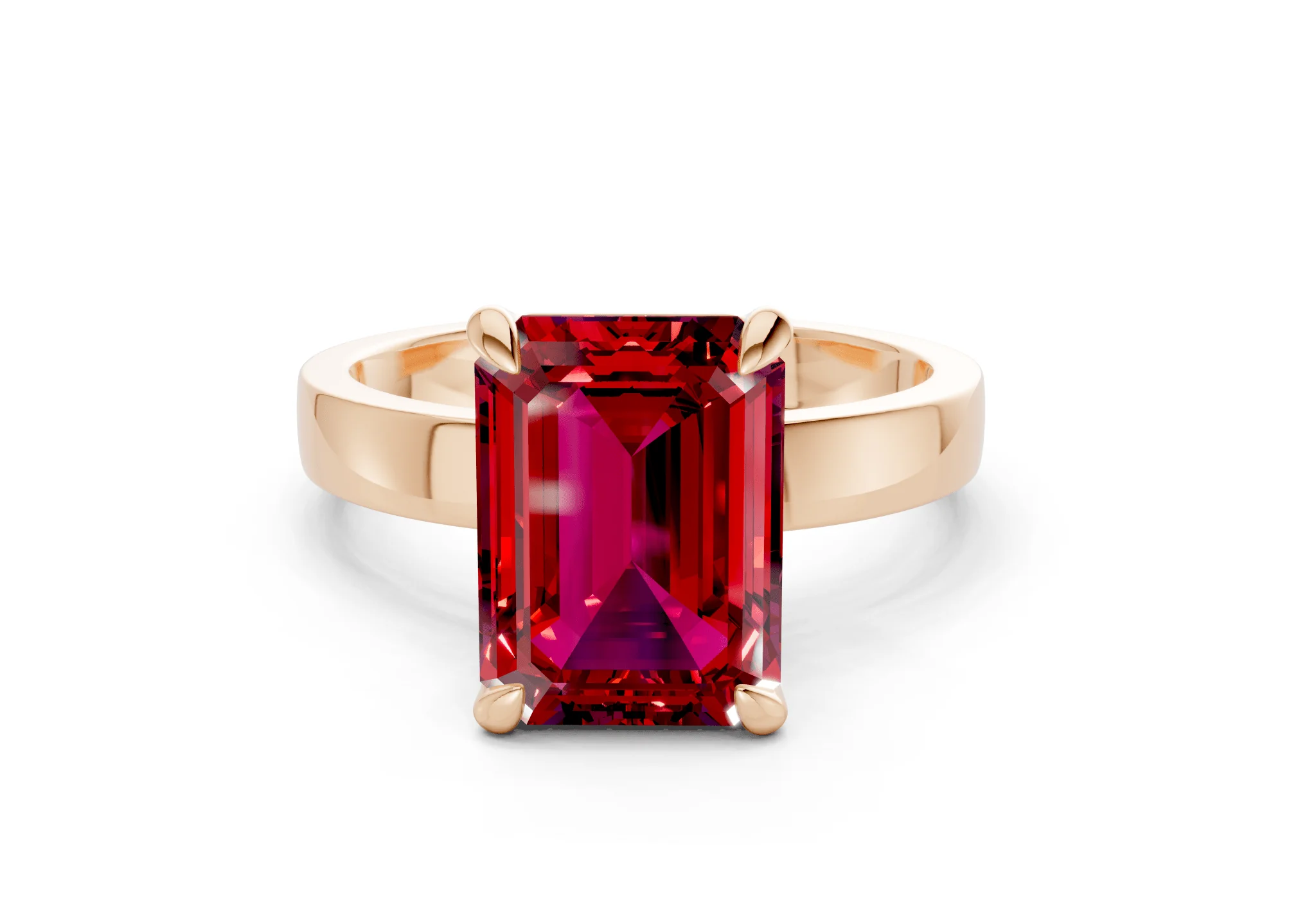Aspen Ruby Gemstone Solitaire Emerald Cut 3mm Engagement Ring - Image 4