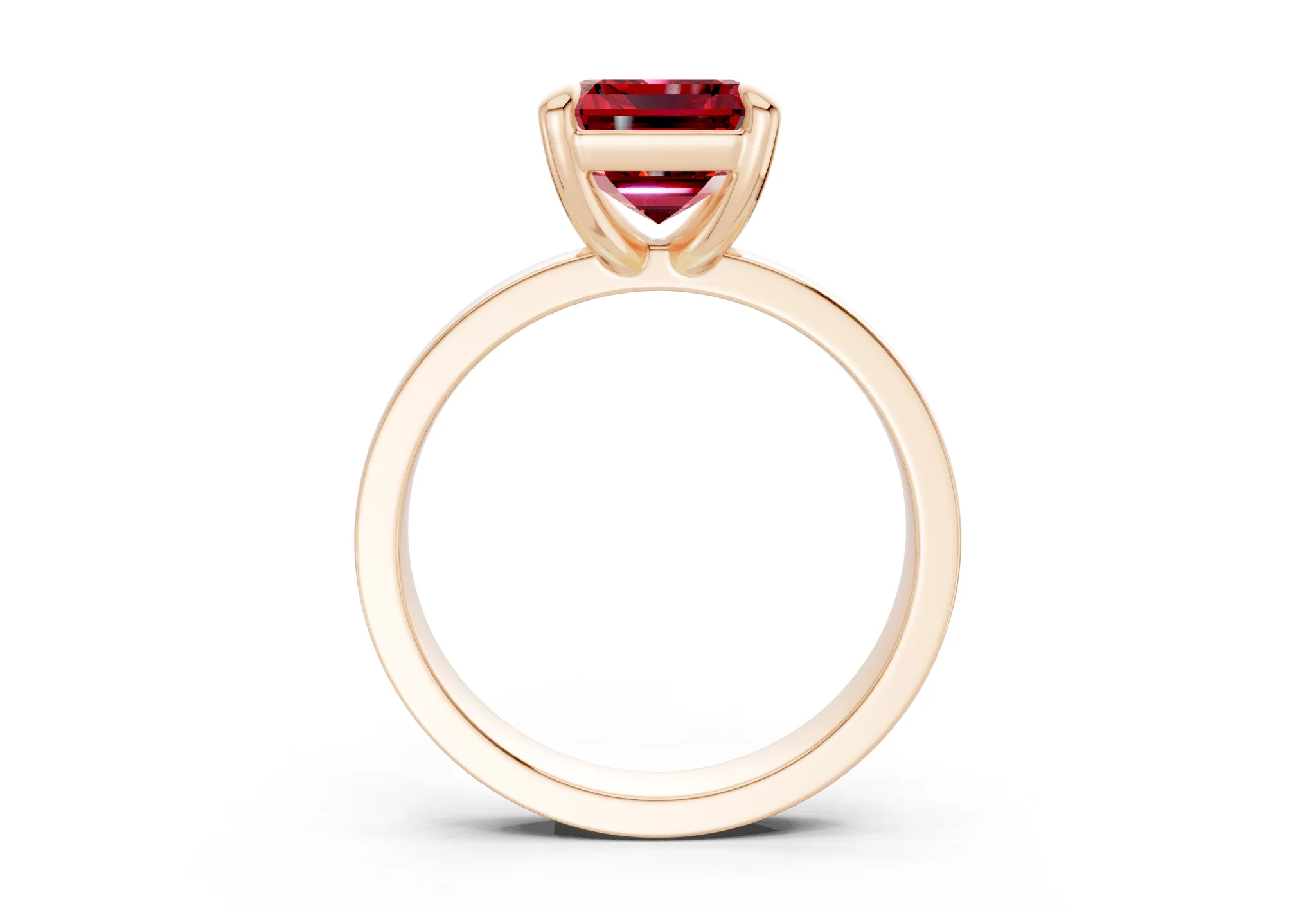 Aspen Ruby Gemstone Solitaire Emerald Cut 3mm Engagement Ring - Image 5