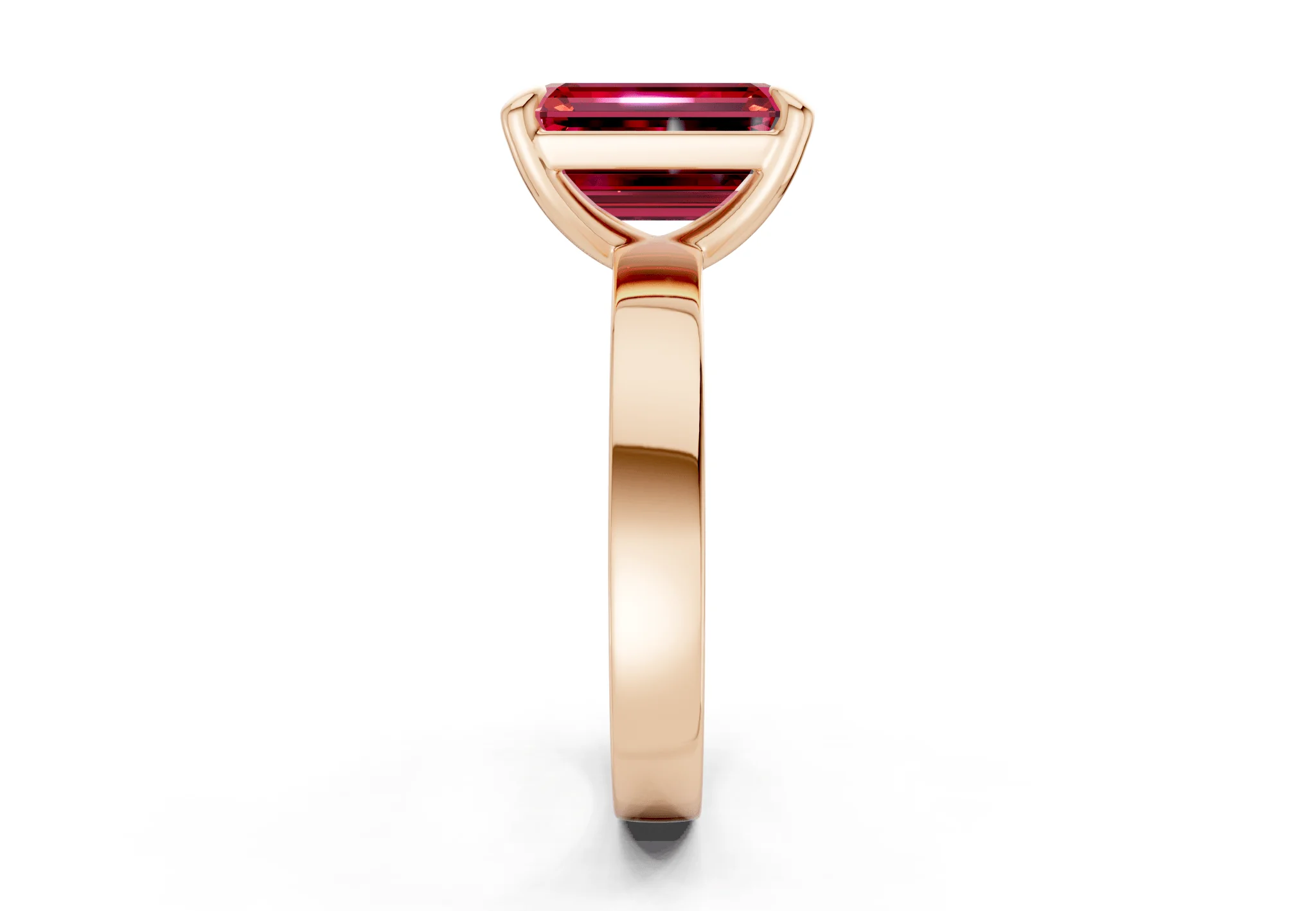 Aspen Ruby Gemstone Solitaire Emerald Cut 3mm Engagement Ring - Image 6