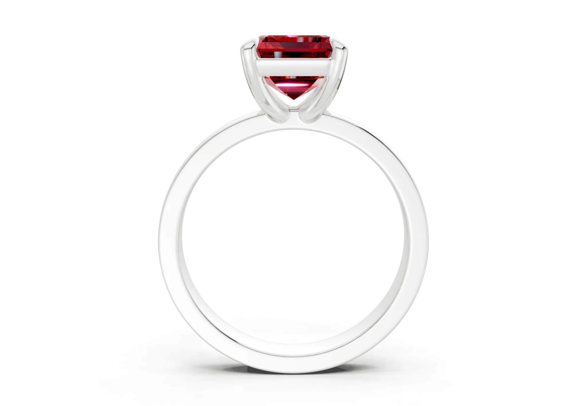 Aspen Ruby Gemstone Solitaire Emerald Cut 3mm Engagement Ring - Image 8