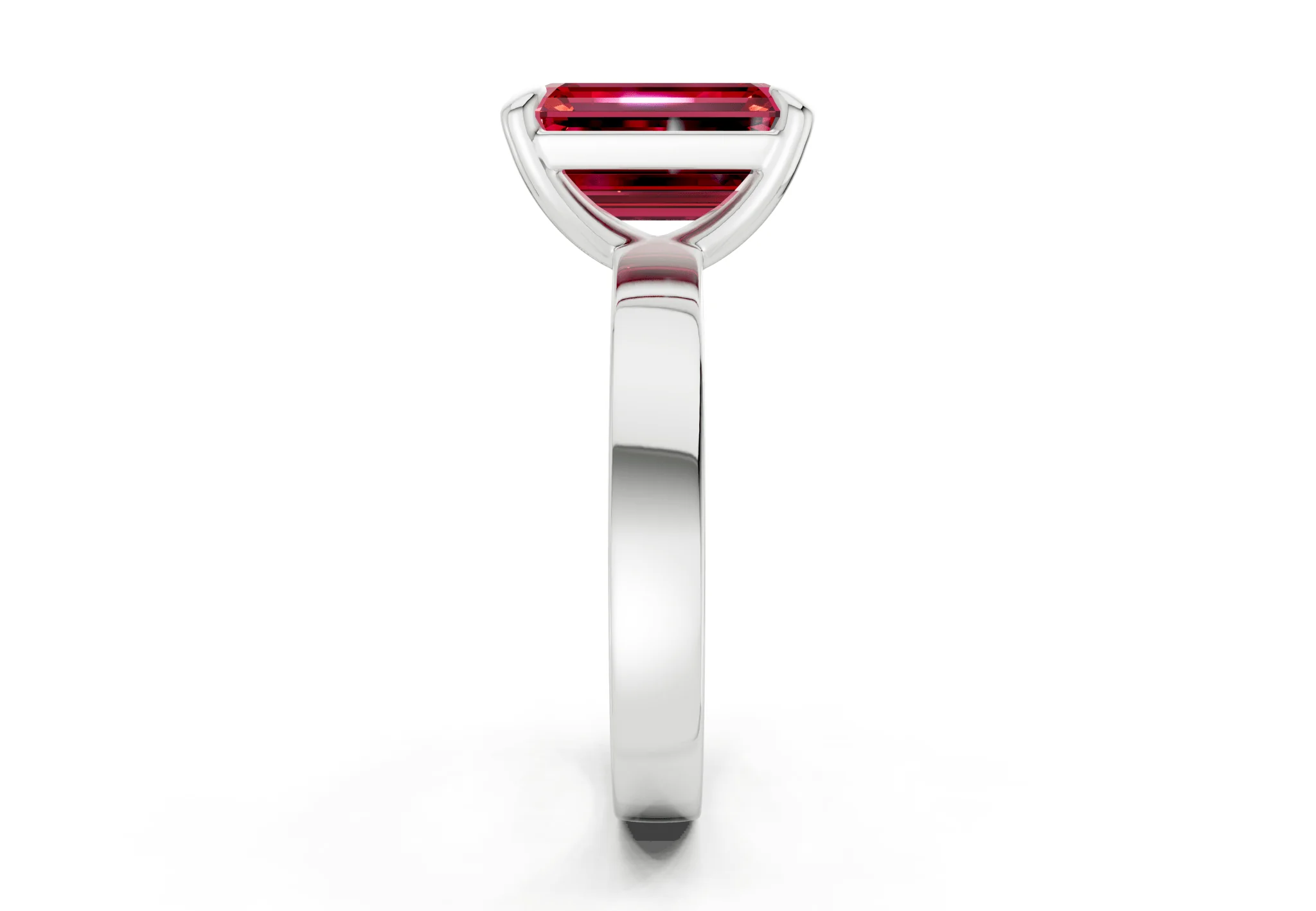 Aspen Ruby Gemstone Solitaire Emerald Cut 3mm Engagement Ring - Image 9