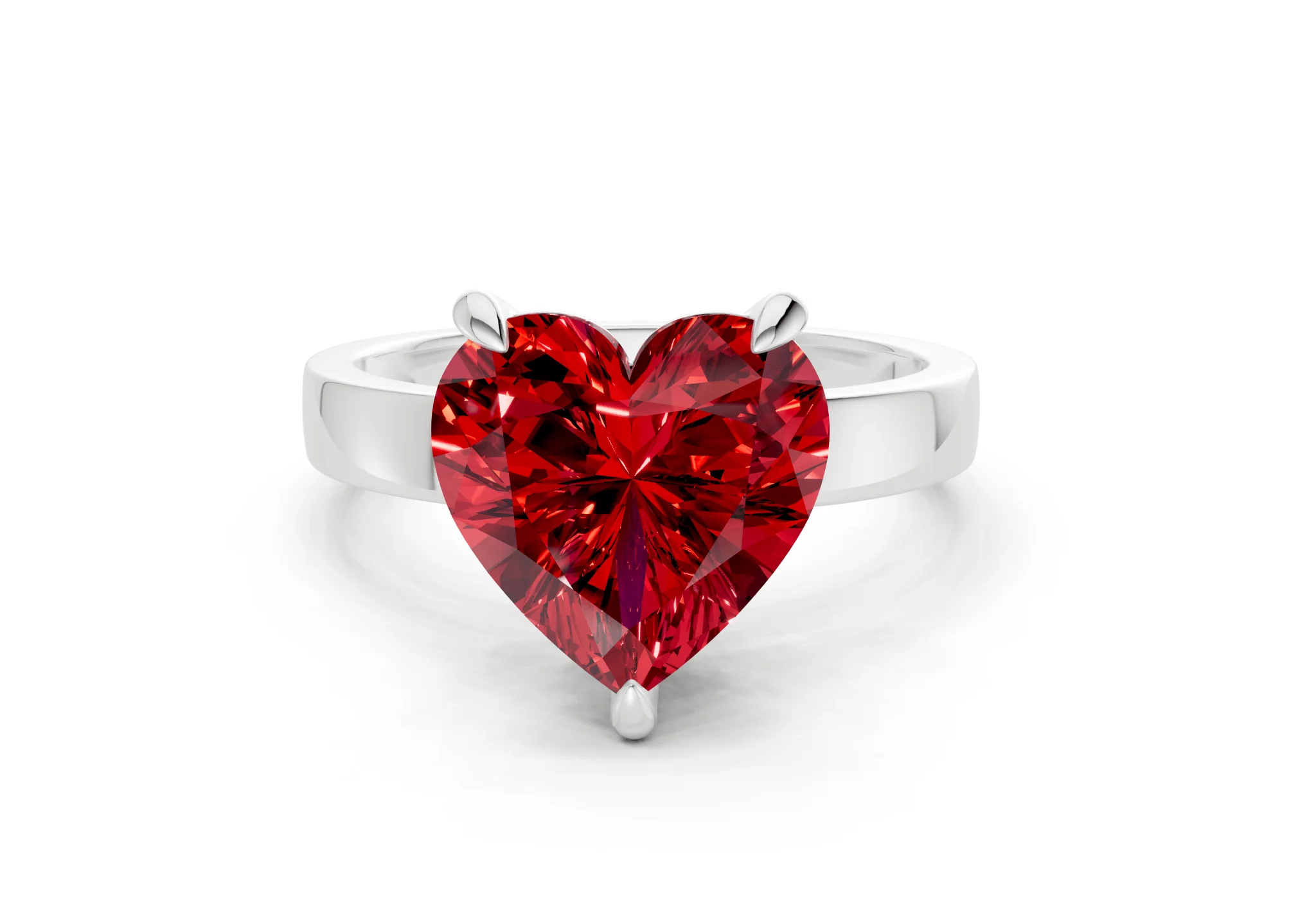 Aspen Ruby Gemstone Solitaire Heart Cut 3mm Engagement Ring - Image 7