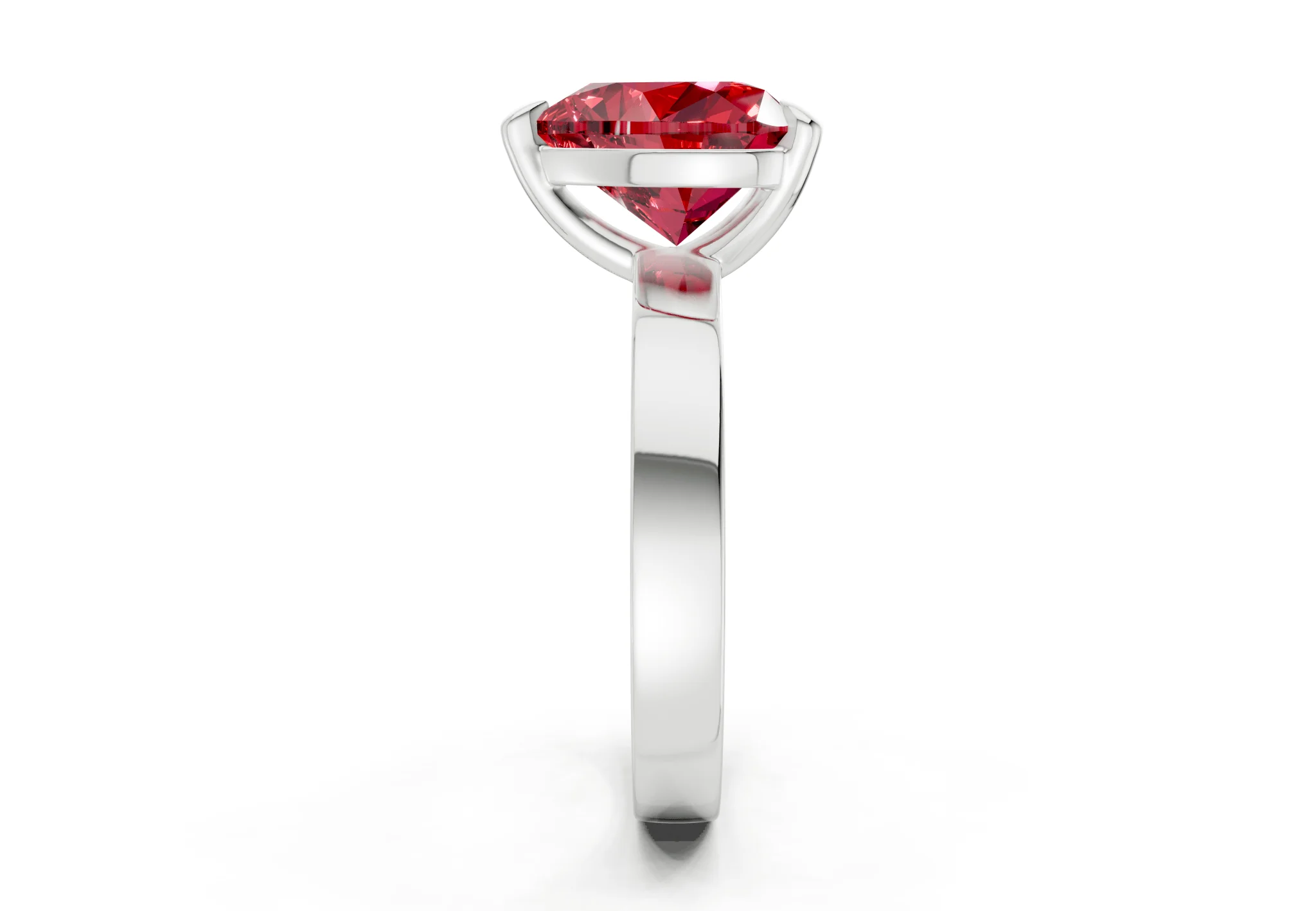 Aspen Ruby Gemstone Solitaire Heart Cut 3mm Engagement Ring - Image 9