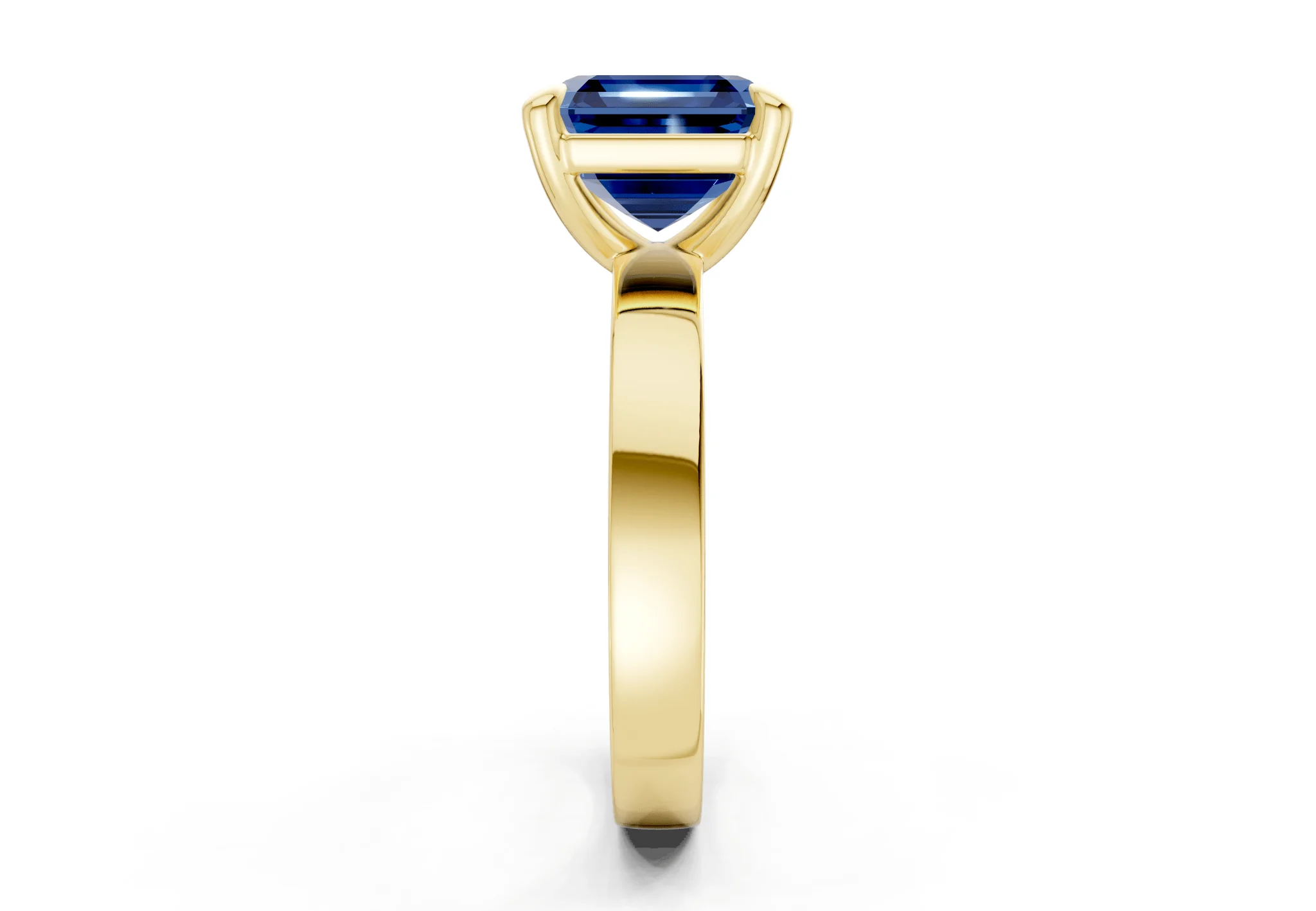 Aspen Sapphire Gemstone Solitaire Asscher Cut 3mm Engagement Ring - Image 3