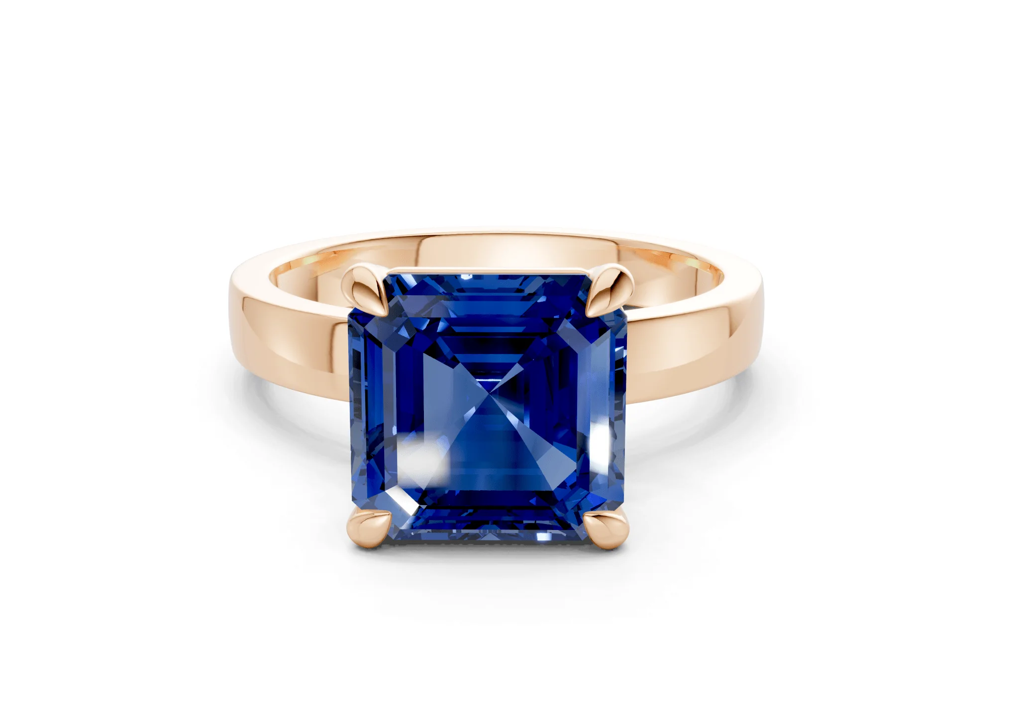Aspen Sapphire Gemstone Solitaire Asscher Cut 3mm Engagement Ring - Image 4