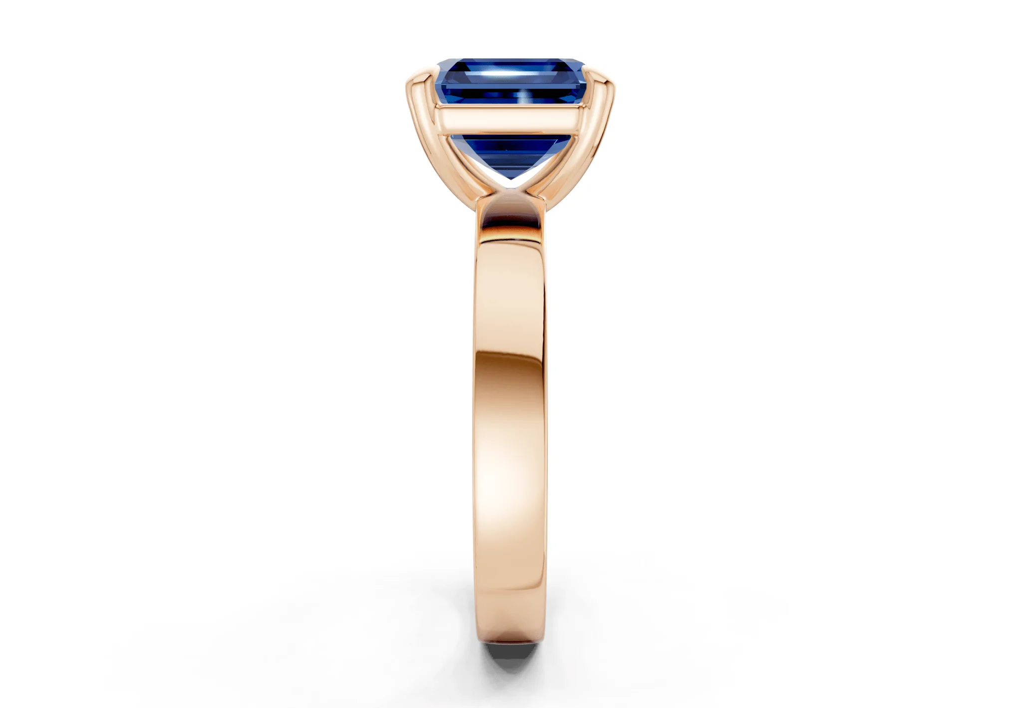 Aspen Sapphire Gemstone Solitaire Asscher Cut 3mm Engagement Ring - Image 6