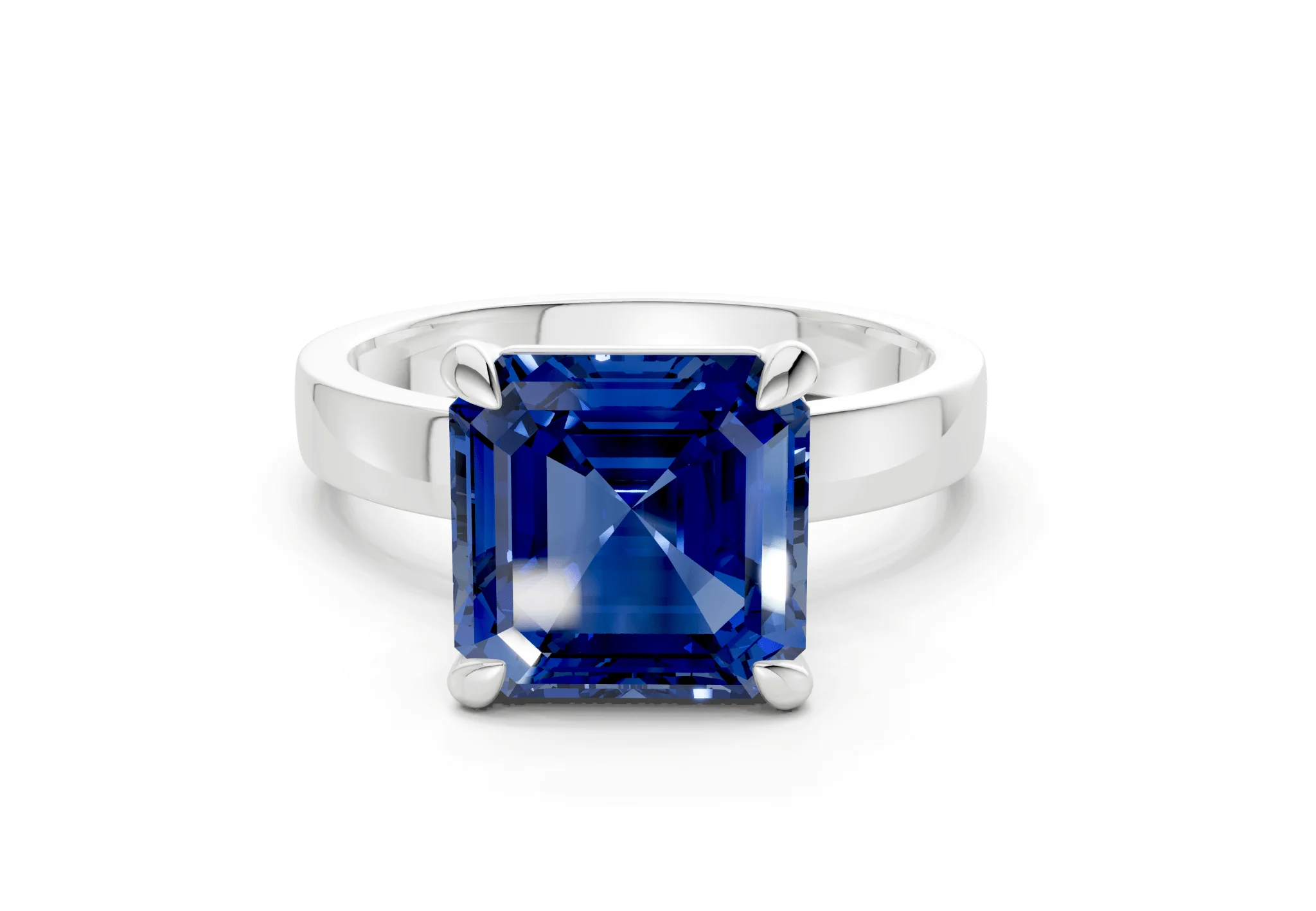 Aspen Sapphire Gemstone Solitaire Asscher Cut 3mm Engagement Ring - Image 7
