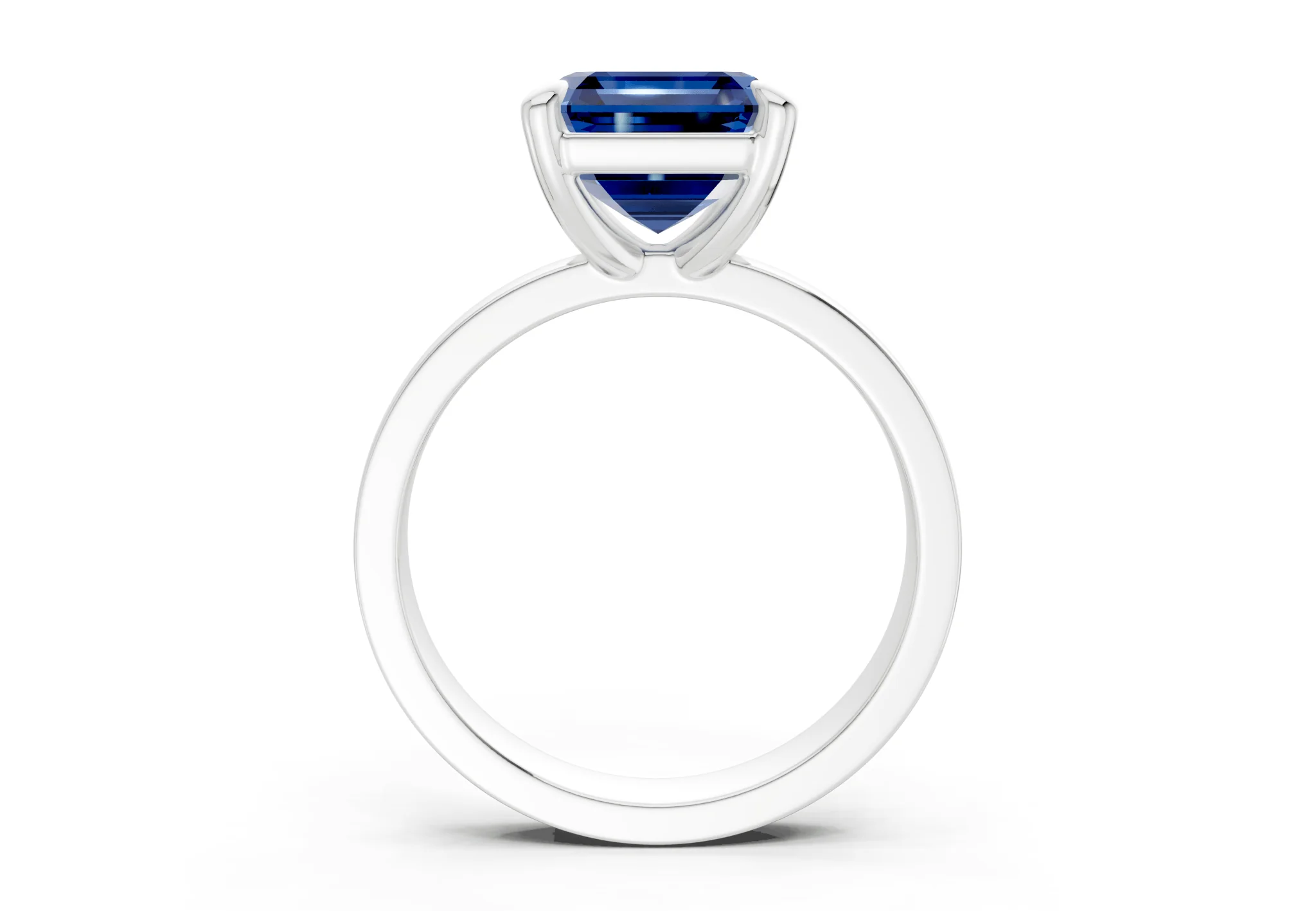 Aspen Sapphire Gemstone Solitaire Asscher Cut 3mm Engagement Ring - Image 8