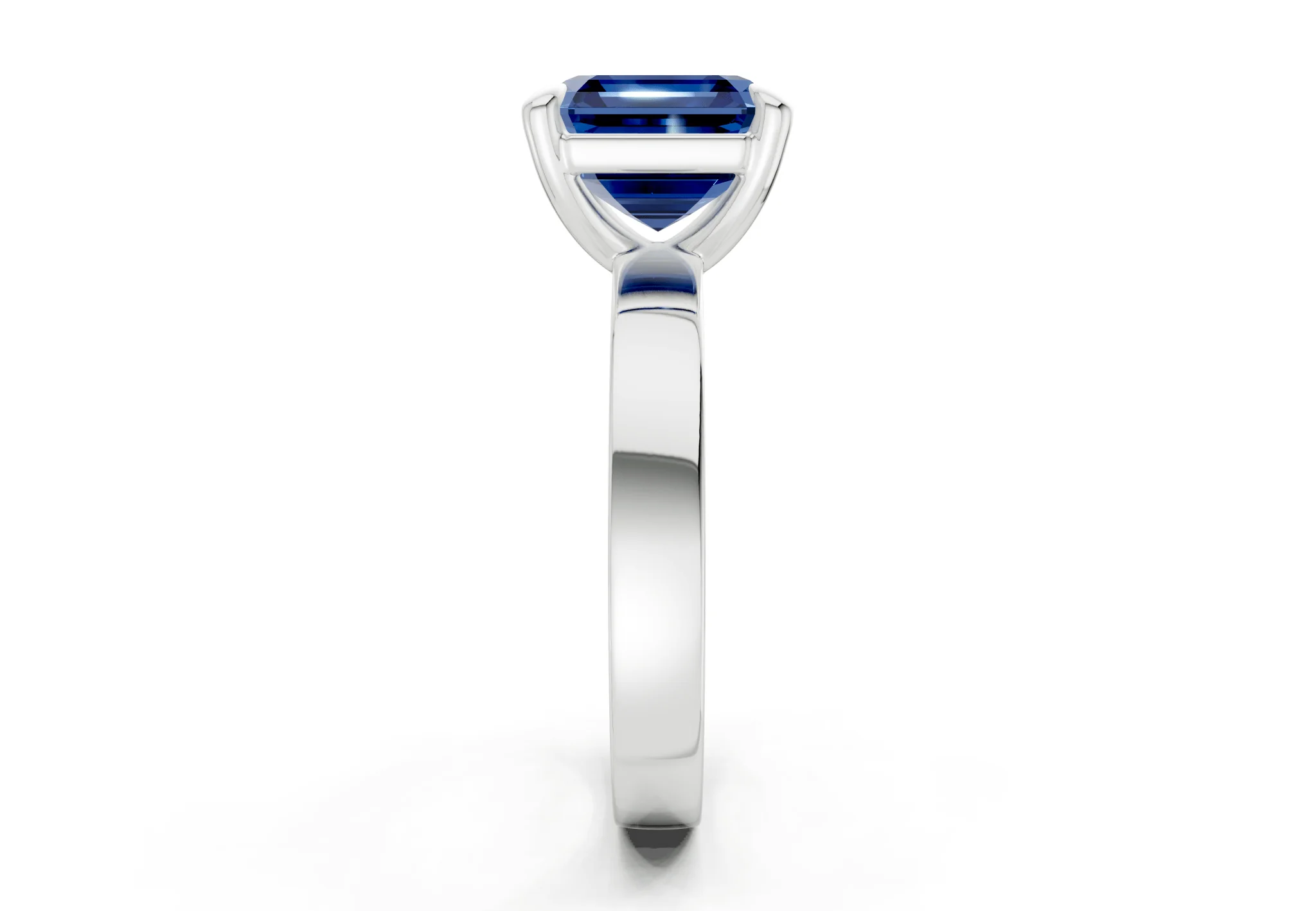 Aspen Sapphire Gemstone Solitaire Asscher Cut 3mm Engagement Ring - Image 9