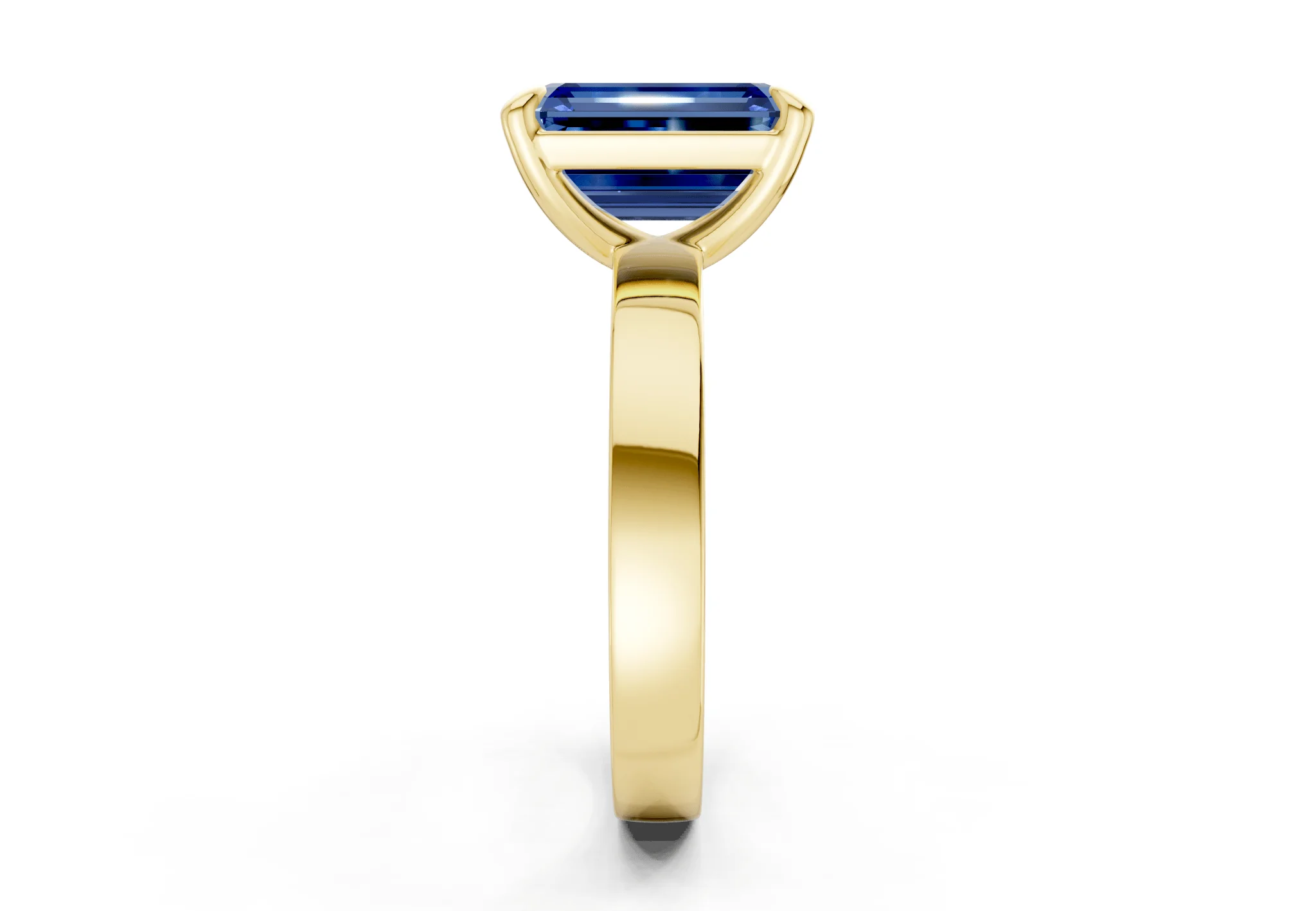 Aspen Sapphire Gemstone Solitaire Emerald Cut 3mm Engagement Ring - Image 3