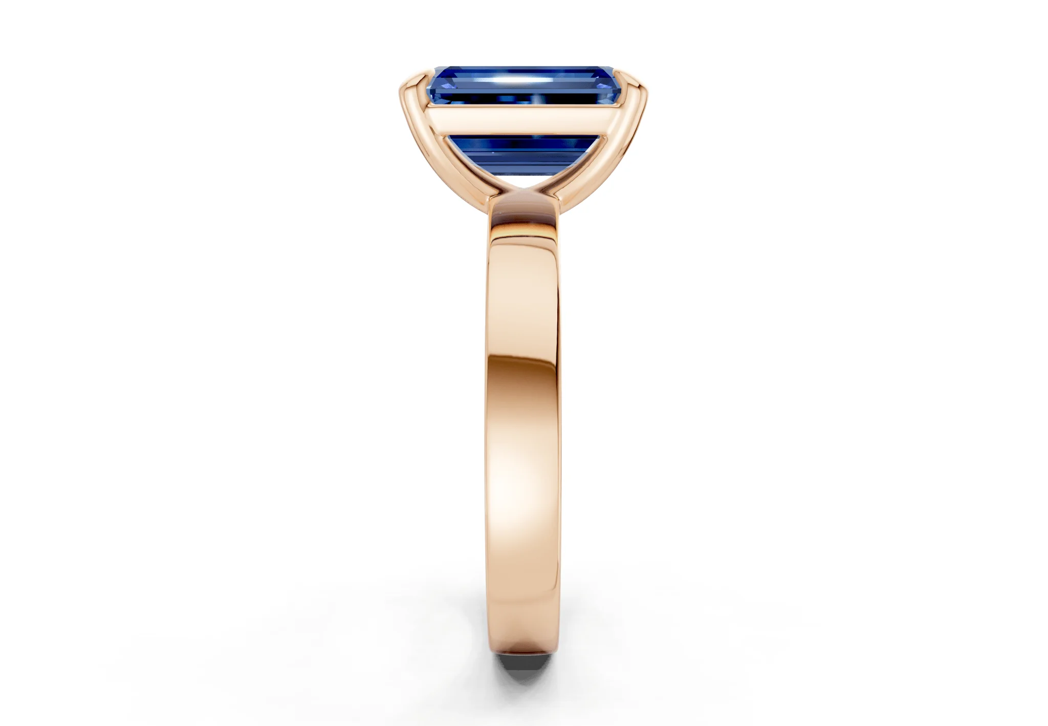 Aspen Sapphire Gemstone Solitaire Emerald Cut 3mm Engagement Ring - Image 6