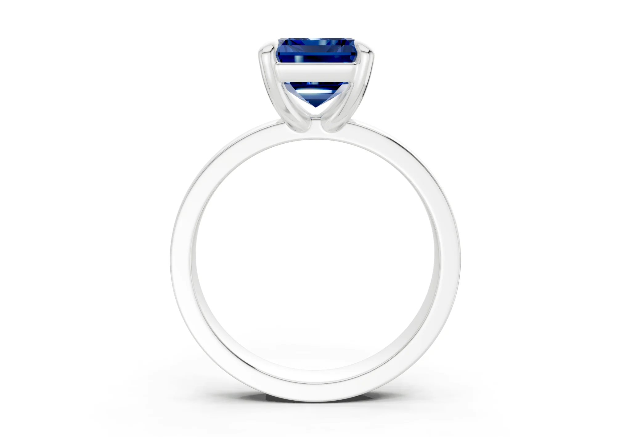 Aspen Sapphire Gemstone Solitaire Emerald Cut 3mm Engagement Ring - Image 8