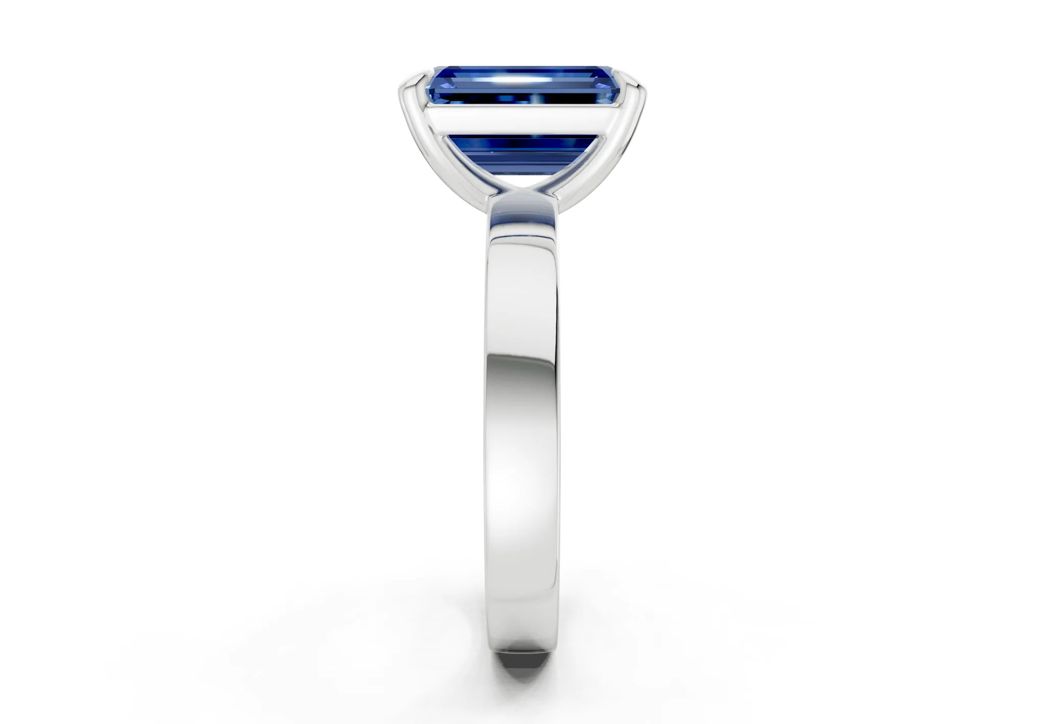 Aspen Sapphire Gemstone Solitaire Emerald Cut 3mm Engagement Ring - Image 9
