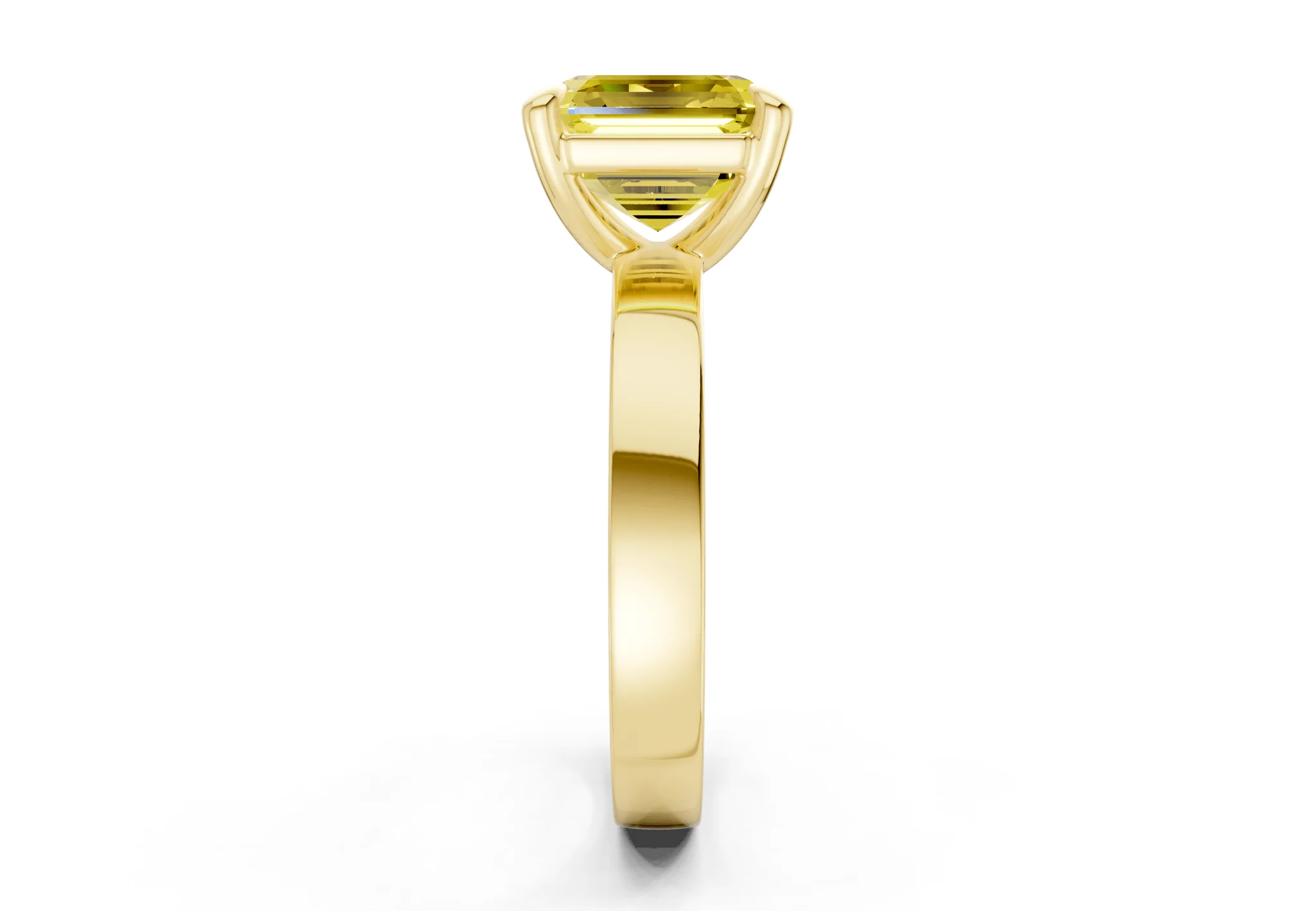 Aspen Yellow Diamond Solitaire Asscher Cut 3mm Engagement Ring - Image 3