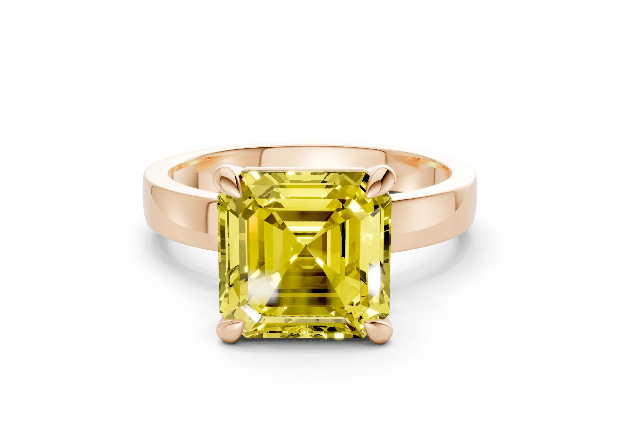 Aspen Yellow Diamond Solitaire Asscher Cut 3mm Engagement Ring - Image 4