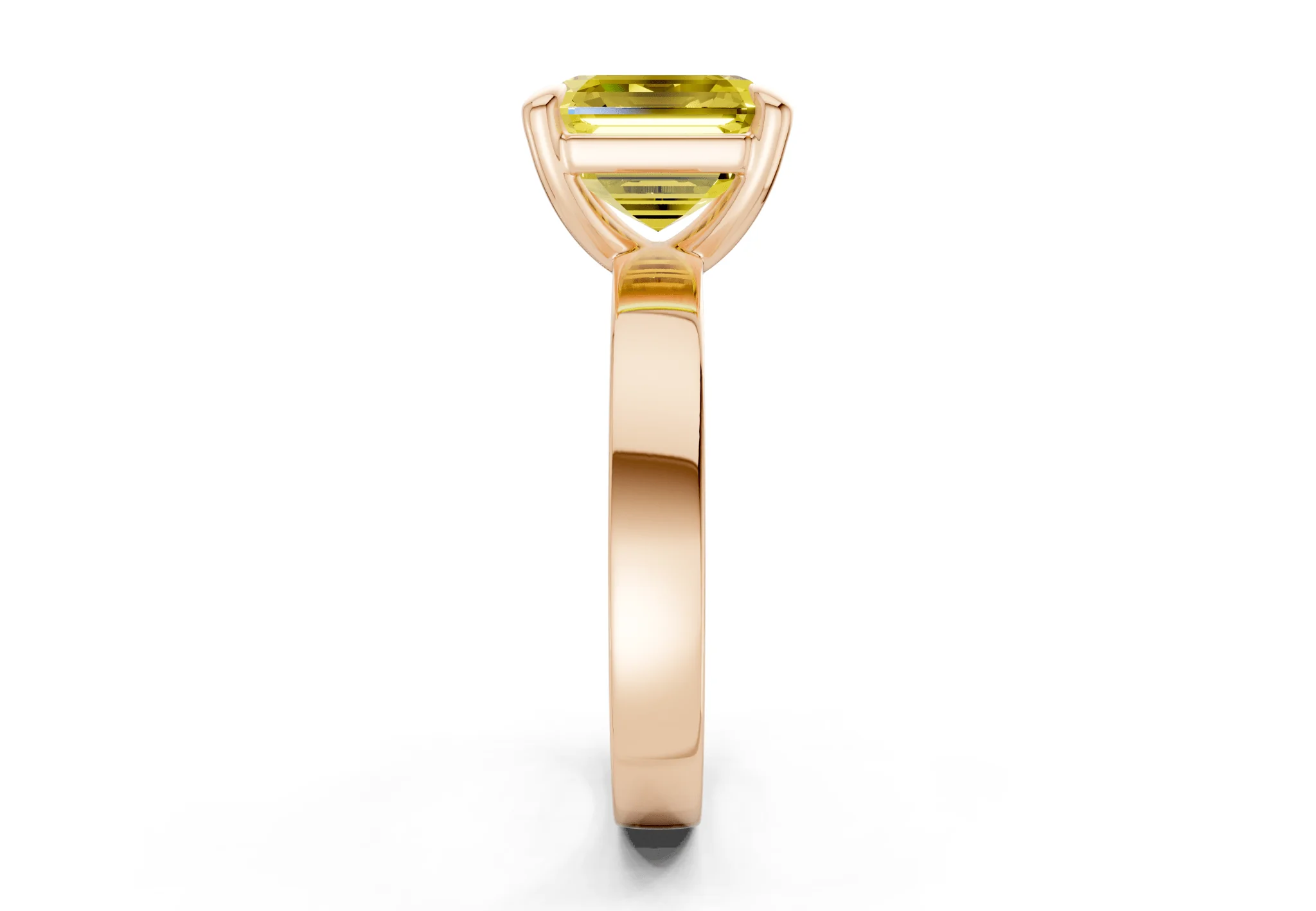 Aspen Yellow Diamond Solitaire Asscher Cut 3mm Engagement Ring - Image 6