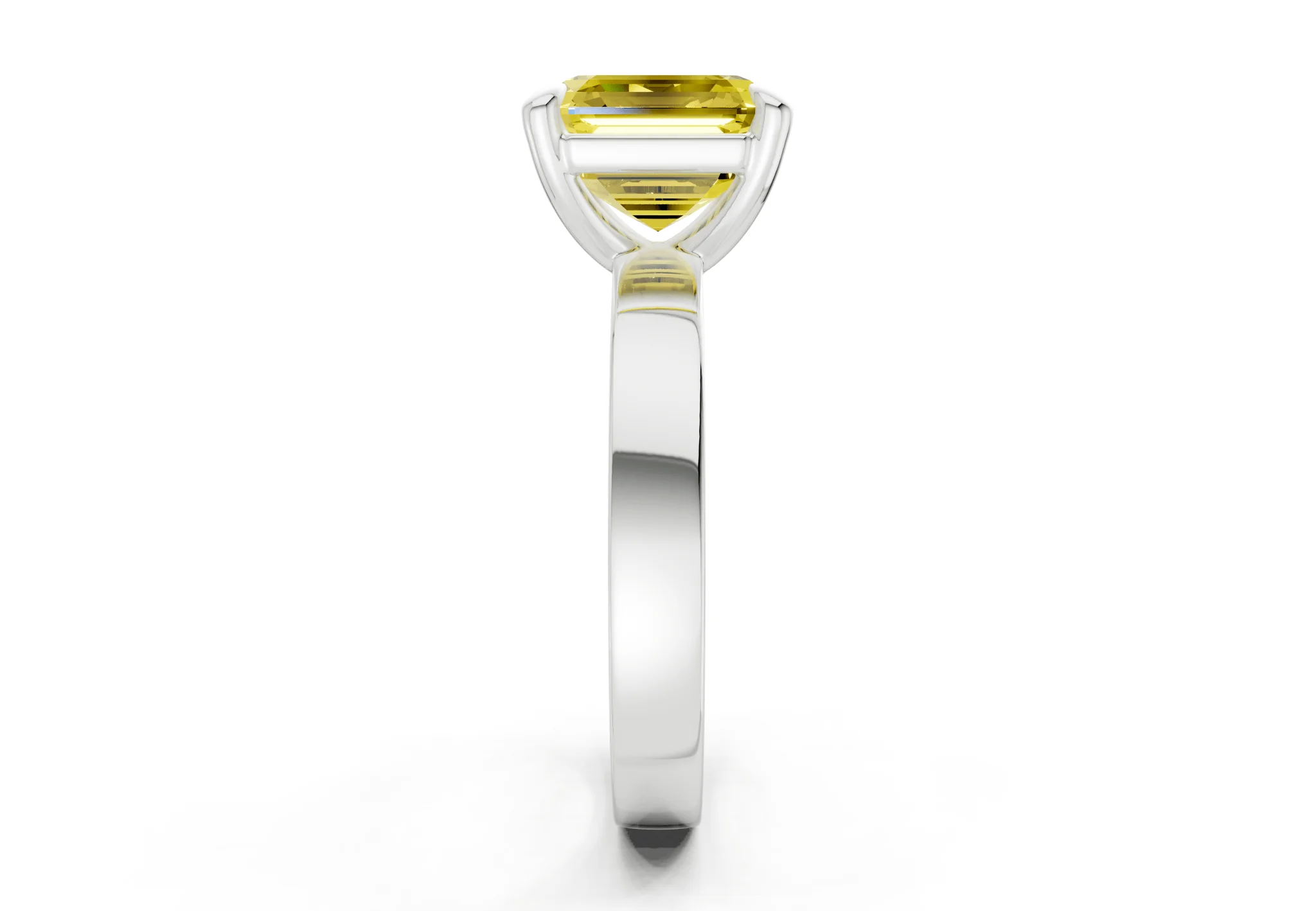 Aspen Yellow Diamond Solitaire Asscher Cut 3mm Engagement Ring - Image 9