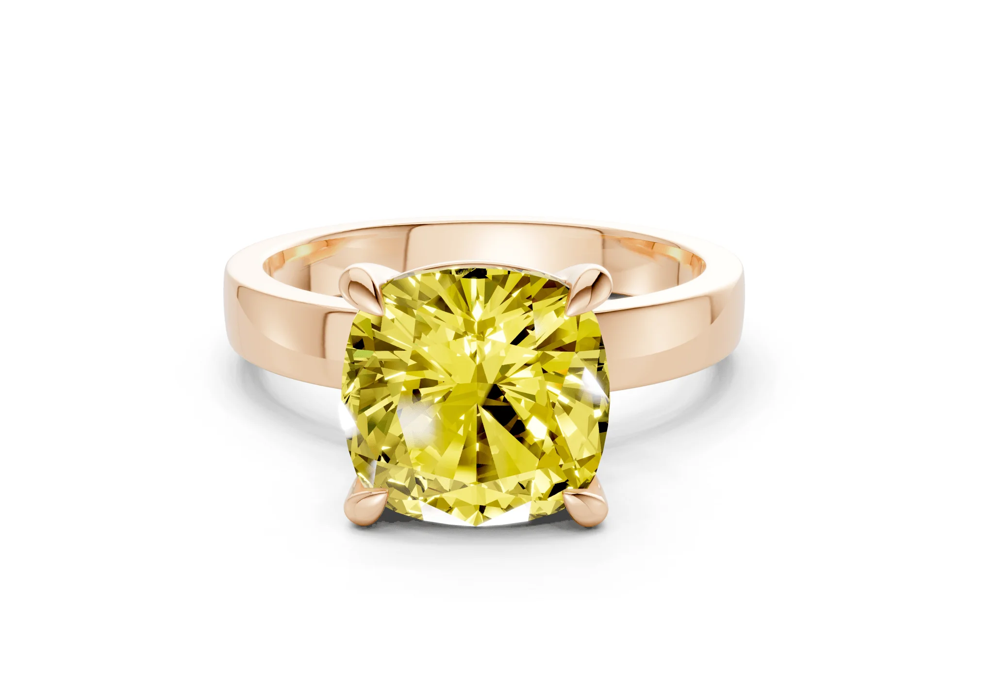 Aspen Yellow Diamond Solitaire Cushion Squareuare Cut 3mm Engagement Ring - Image 4