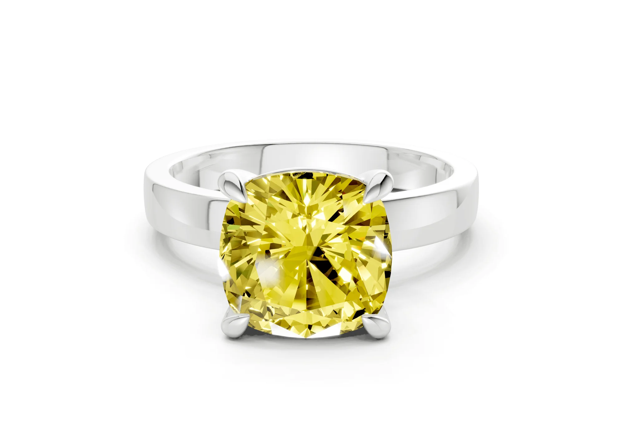 Aspen Yellow Diamond Solitaire Cushion Squareuare Cut 3mm Engagement Ring - Image 7
