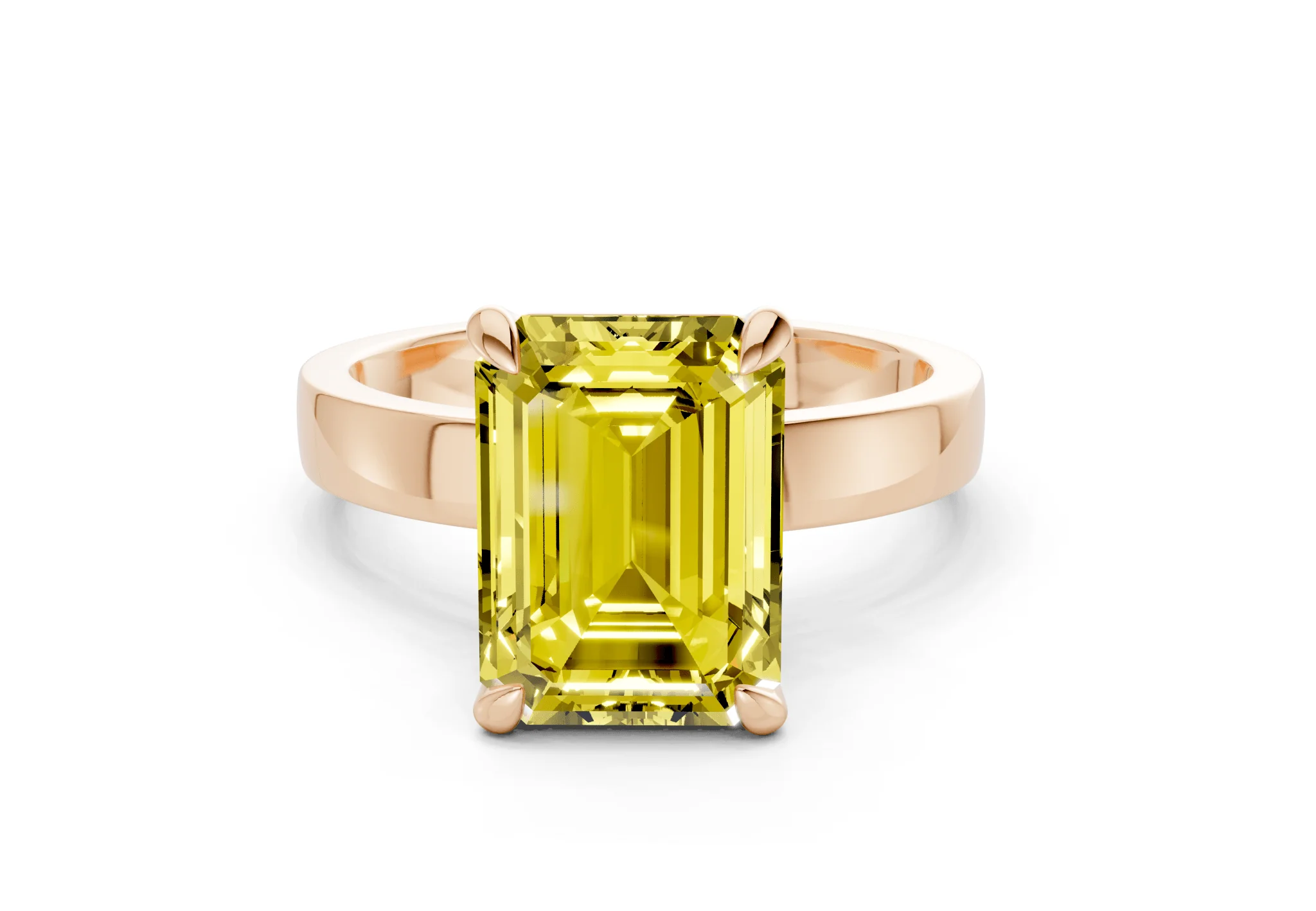 Aspen Yellow Diamond Solitaire Emerald Cut 3mm Engagement Ring - Image 4