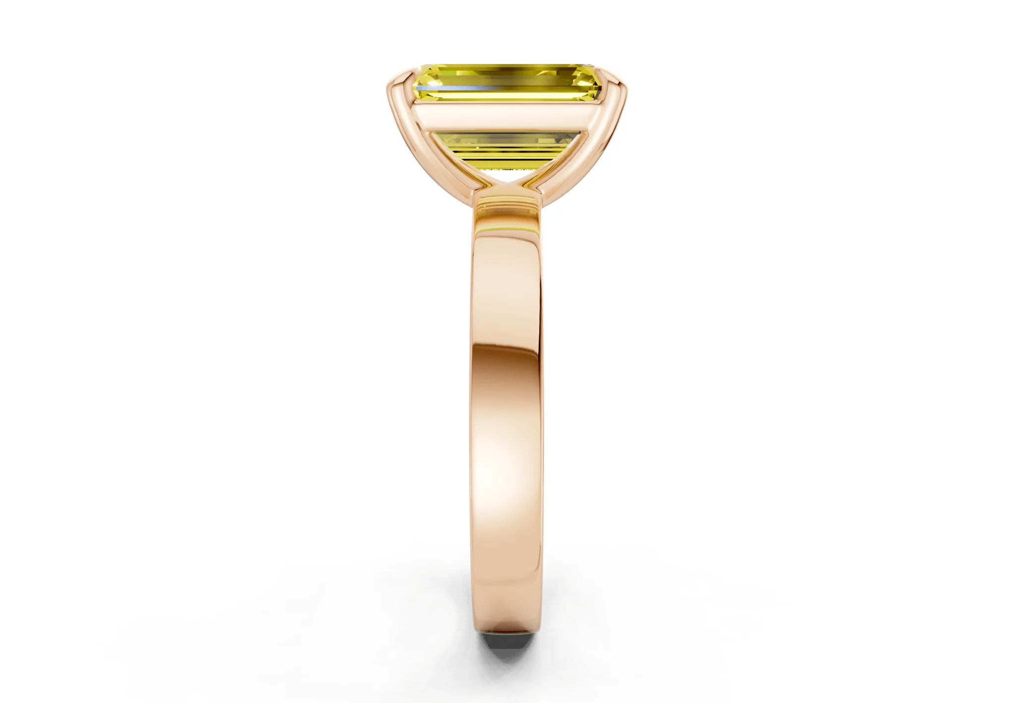 Aspen Yellow Diamond Solitaire Emerald Cut 3mm Engagement Ring - Image 6