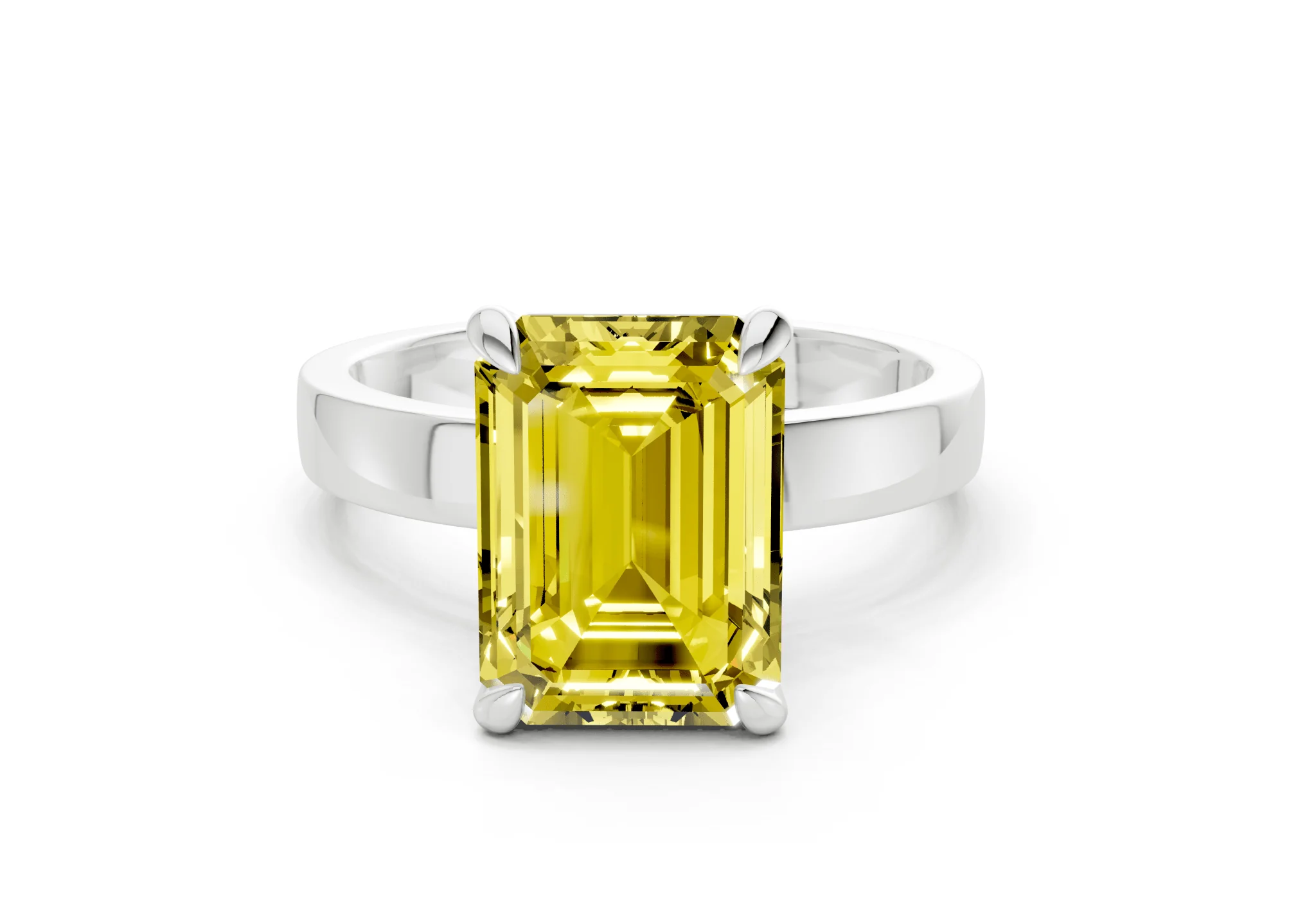 Aspen Yellow Diamond Solitaire Emerald Cut 3mm Engagement Ring - Image 7