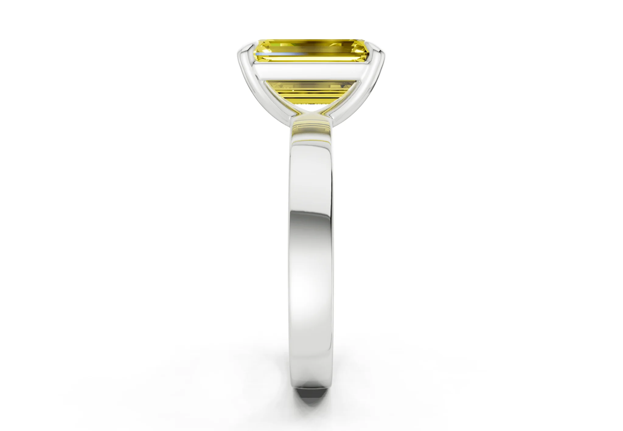 Aspen Yellow Diamond Solitaire Emerald Cut 3mm Engagement Ring - Image 9