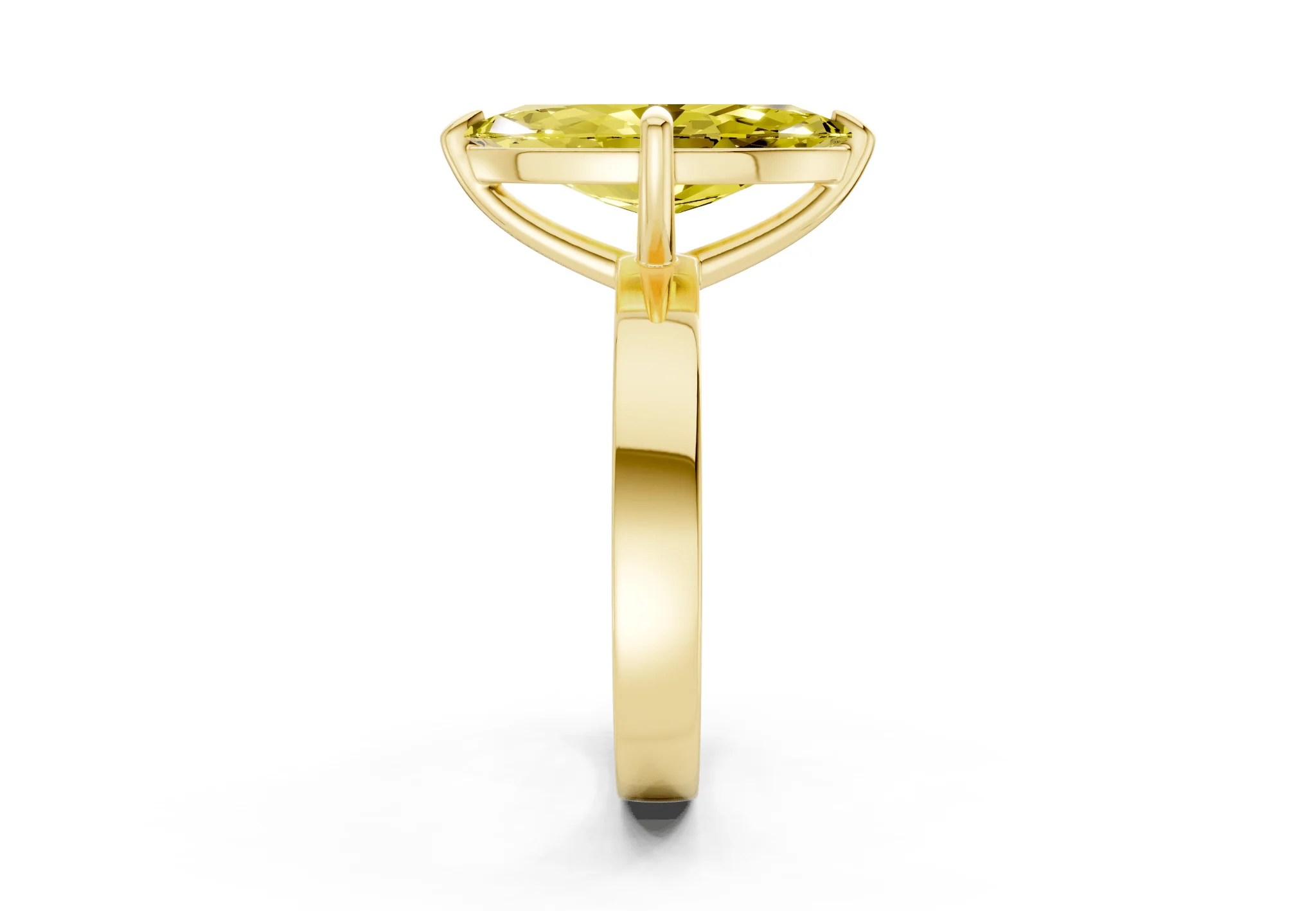 Aspen Yellow Diamond Solitaire Marquise Cut 3mm Engagement Ring - Image 3