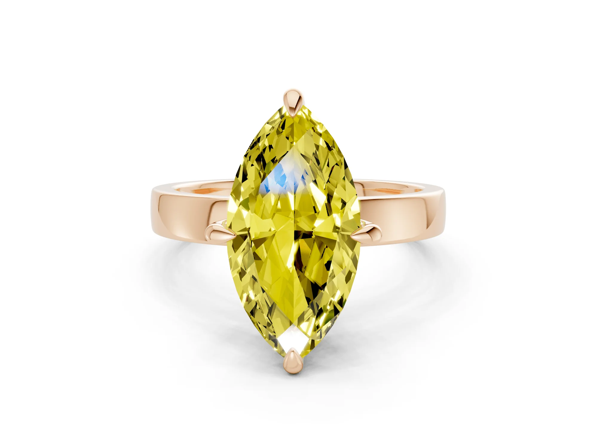 Aspen Yellow Diamond Solitaire Marquise Cut 3mm Engagement Ring - Image 4