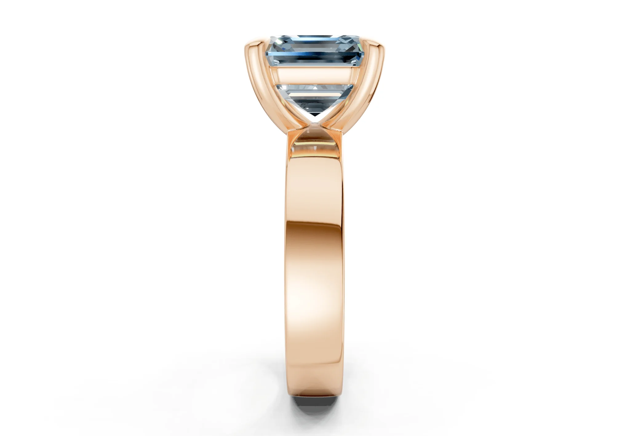 Cascade Blue Diamond Solitaire Asscher Cut 4mm Engagement Ring - Image 6