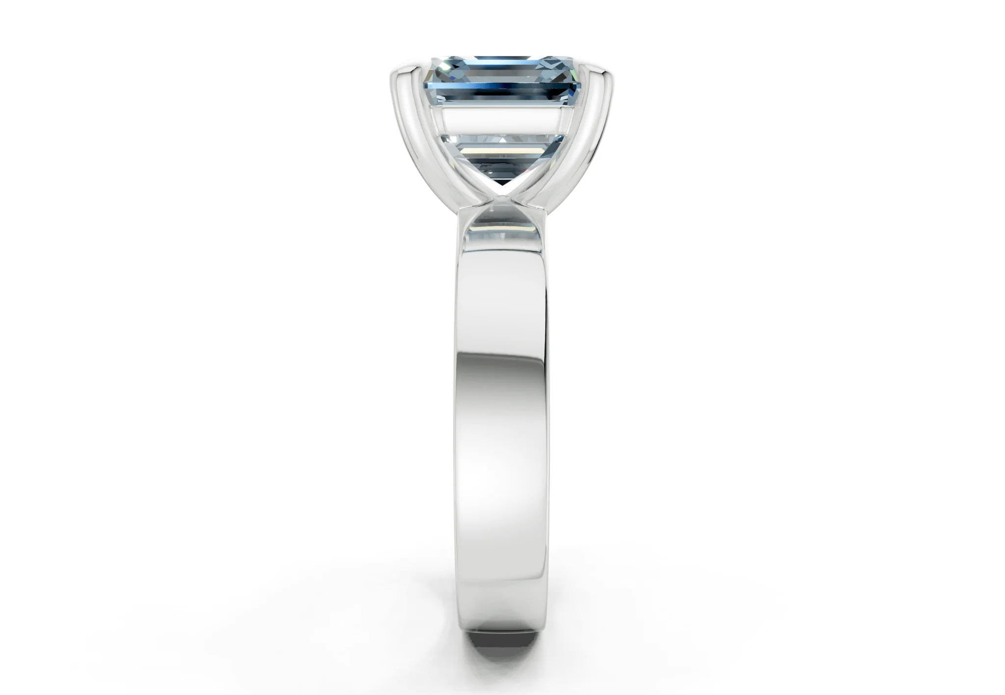 Cascade Blue Diamond Solitaire Asscher Cut 4mm Engagement Ring - Image 9