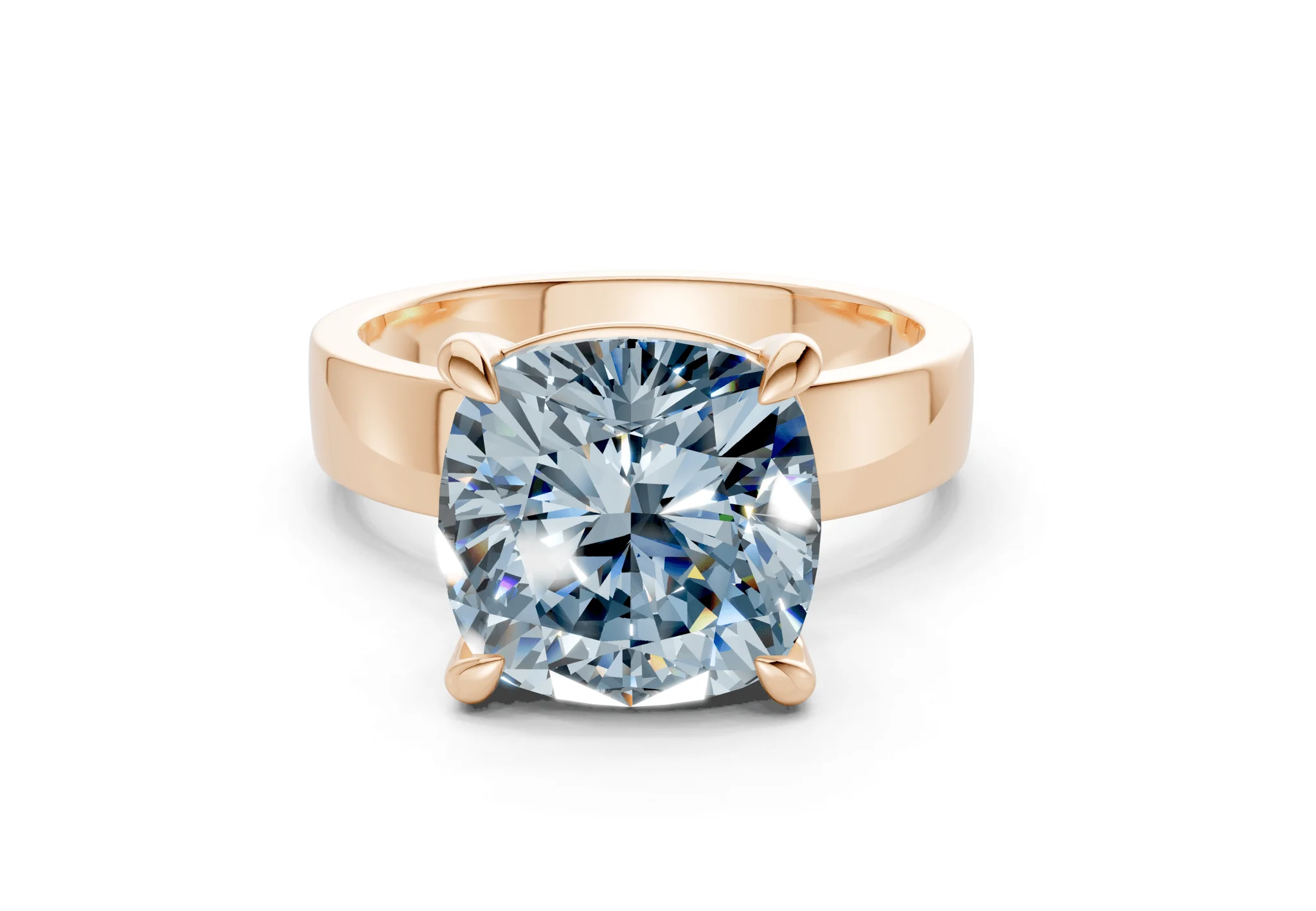 Cascade Blue Diamond Solitaire Cushion Squareuare Cut 4mm Engagement Ring - Image 4