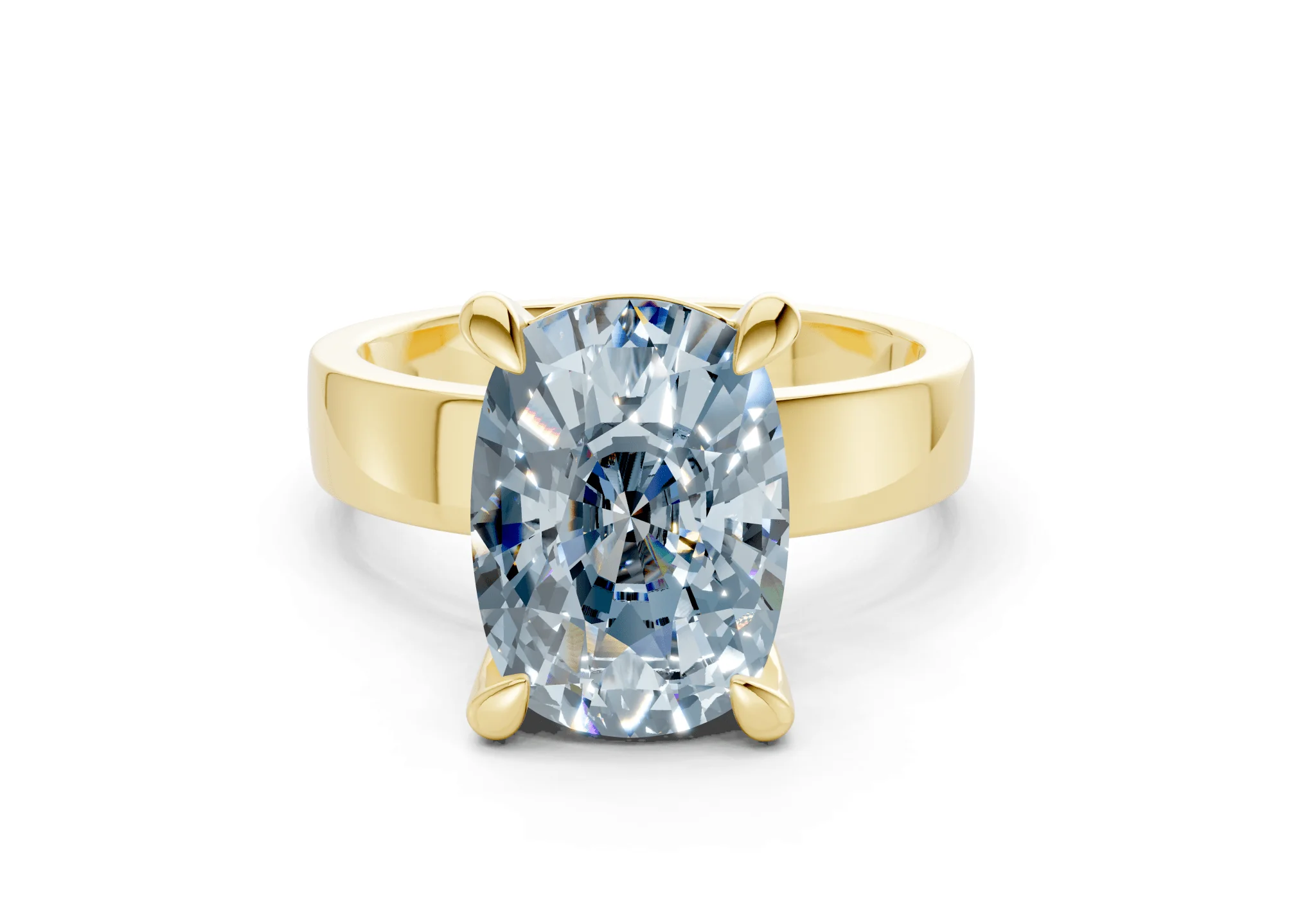 Cascade Blue Diamond Solitaire Elongated Cushion Cut 4mm Engagement Ring