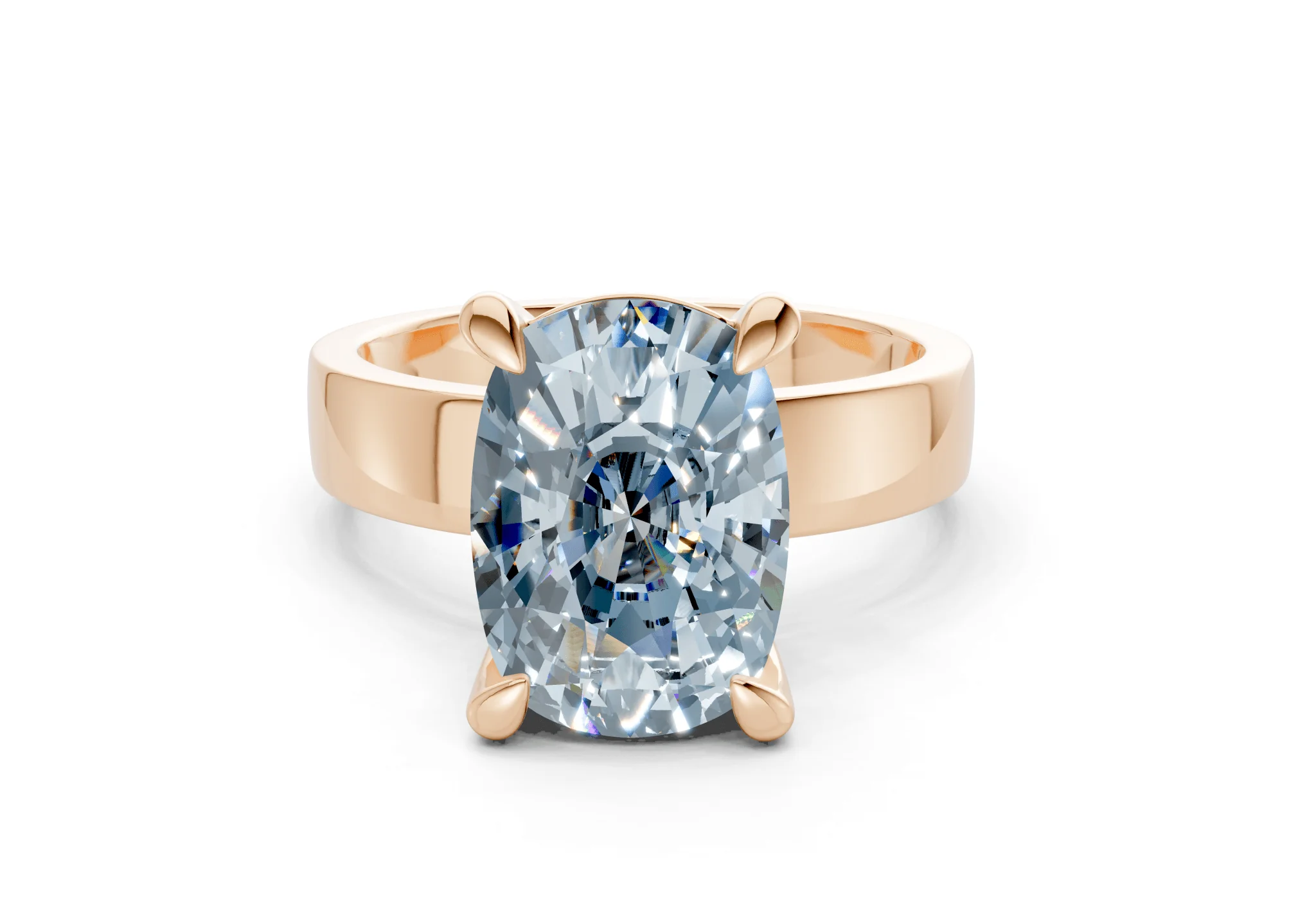 Cascade Blue Diamond Solitaire Elongated Cushion Cut 4mm Engagement Ring - Image 4