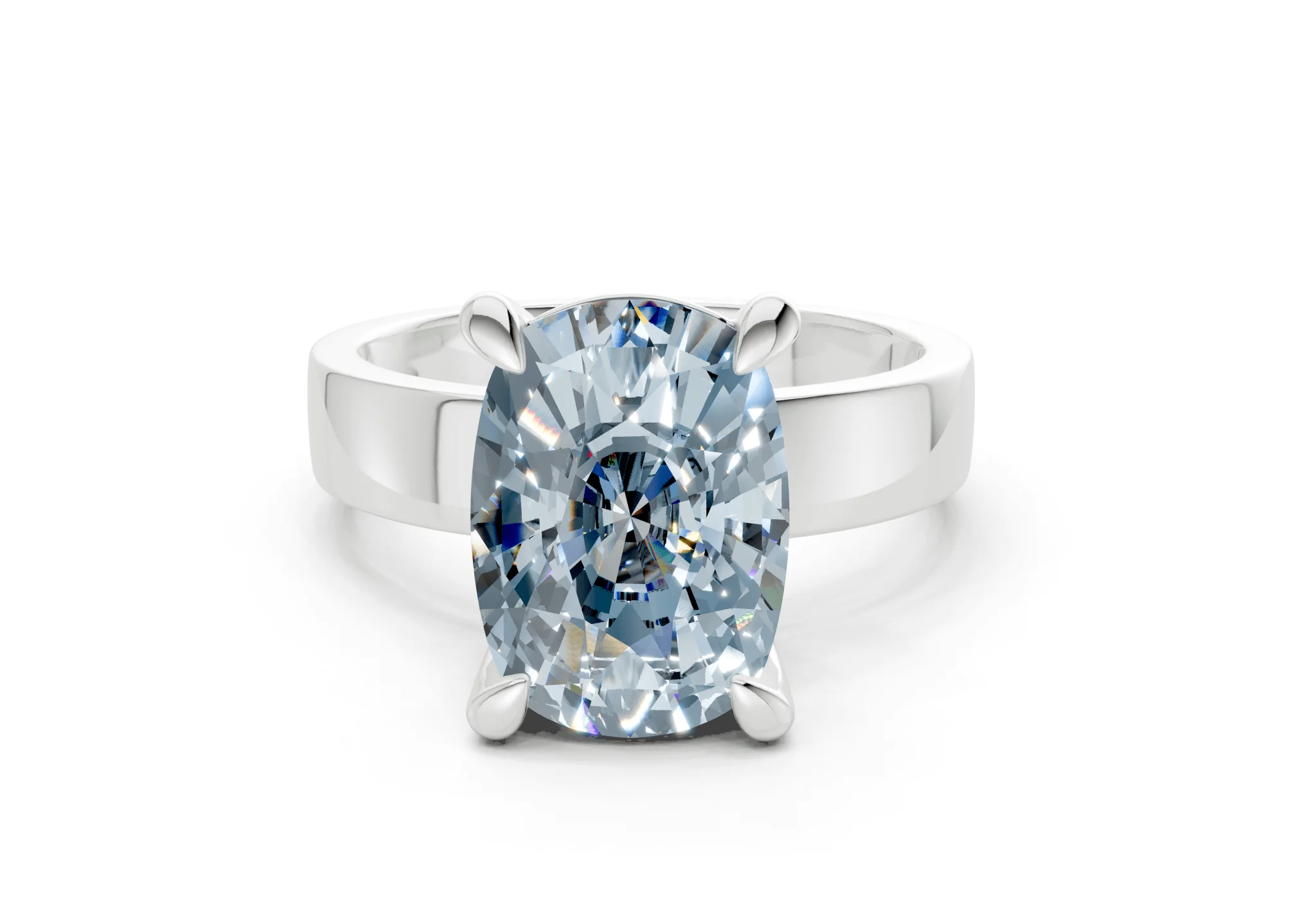 Cascade Blue Diamond Solitaire Elongated Cushion Cut 4mm Engagement Ring - Image 7