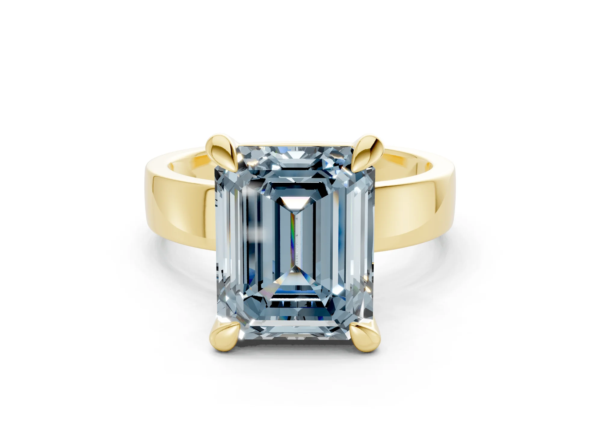 Cascade Blue Diamond Solitaire Emerald Cut 4mm Engagement Ring