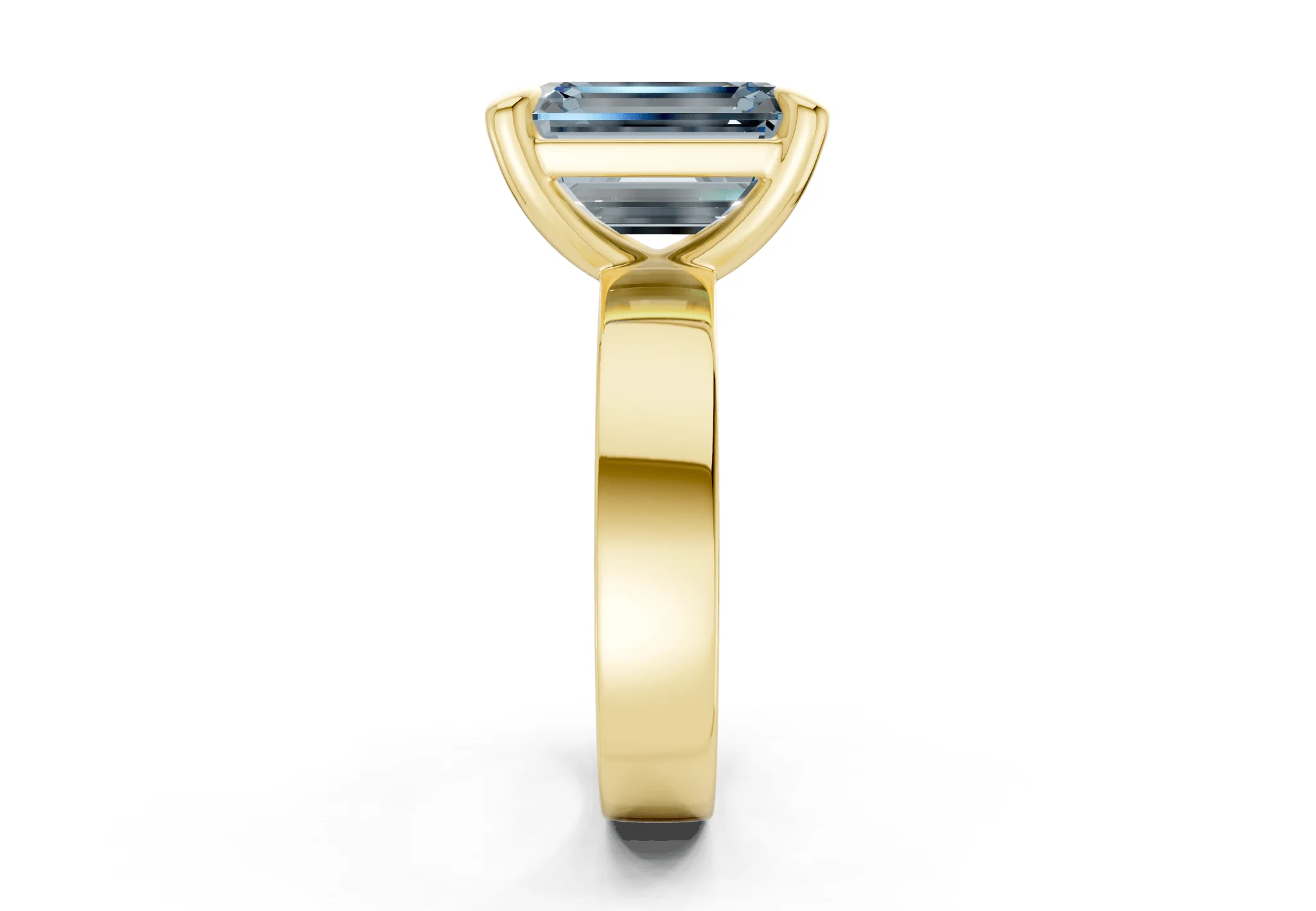 Cascade Blue Diamond Solitaire Emerald Cut 4mm Engagement Ring - Image 3