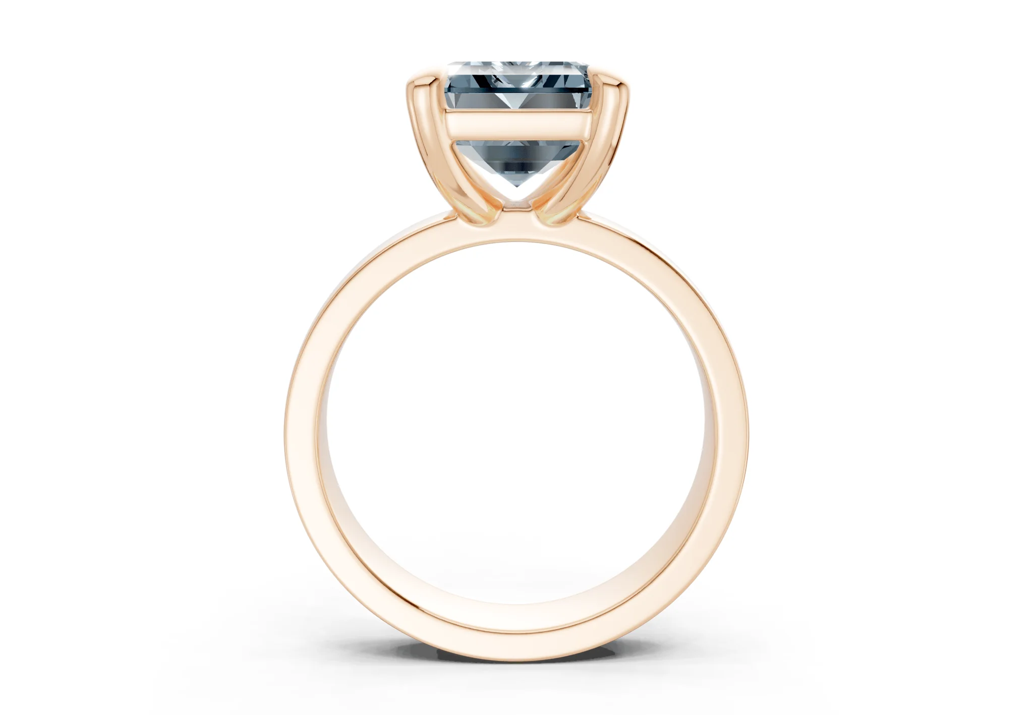 Cascade Blue Diamond Solitaire Emerald Cut 4mm Engagement Ring - Image 5